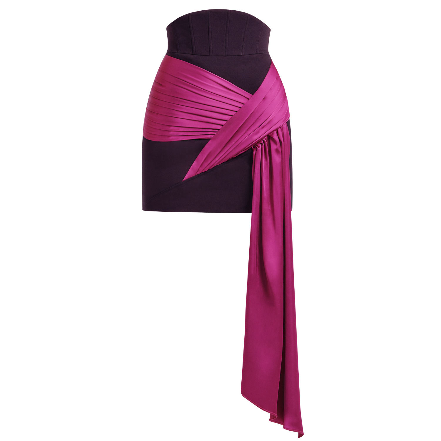 Tia Dorraine Women's Black / Pink / Purple Midnight Sky Asymmetric Mini Skirt In Black