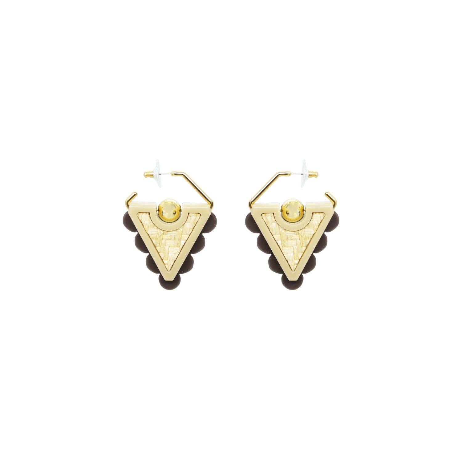 Gissa Bicalho Women's Neutrals Acrylic Handmade Earring Ubá Kahki In Gold