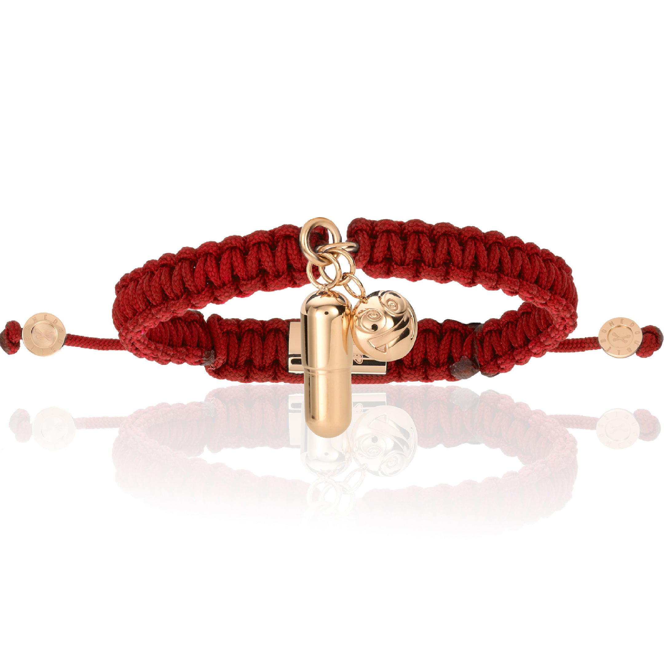 Men’s Pink Gold Pill Emoji With Red Wine Polyester Bracelet Unisex Double Bone Bracelets