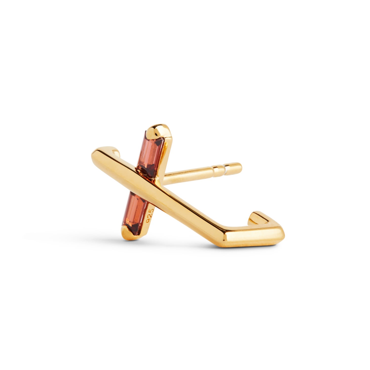Kasun Women's Gold / Red Angel Kiss Earring - January - Garnet - Gold Vermeil