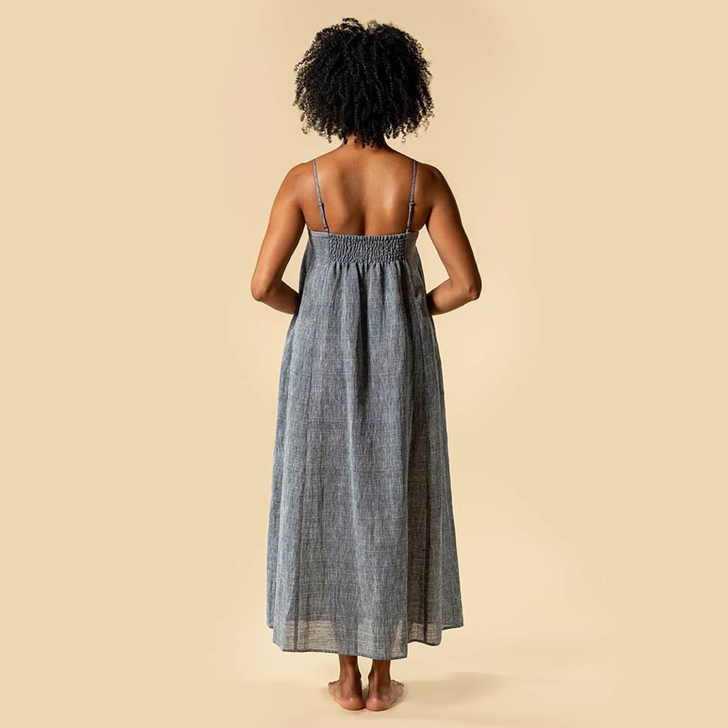 Women's Blue Blake Luxe Linen Bandeau Dress - Indigo | Large | The Summer Edit
