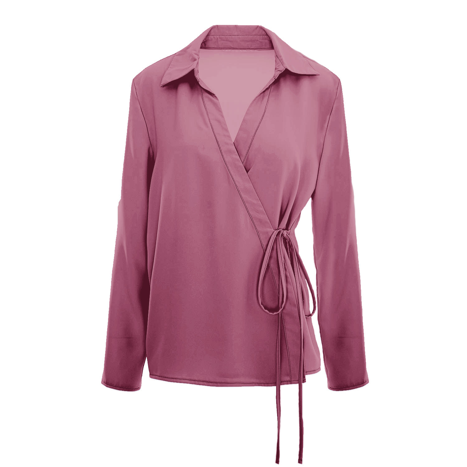 Bluzat Women's Rose Gold Dusty Rose Wrap Blouse