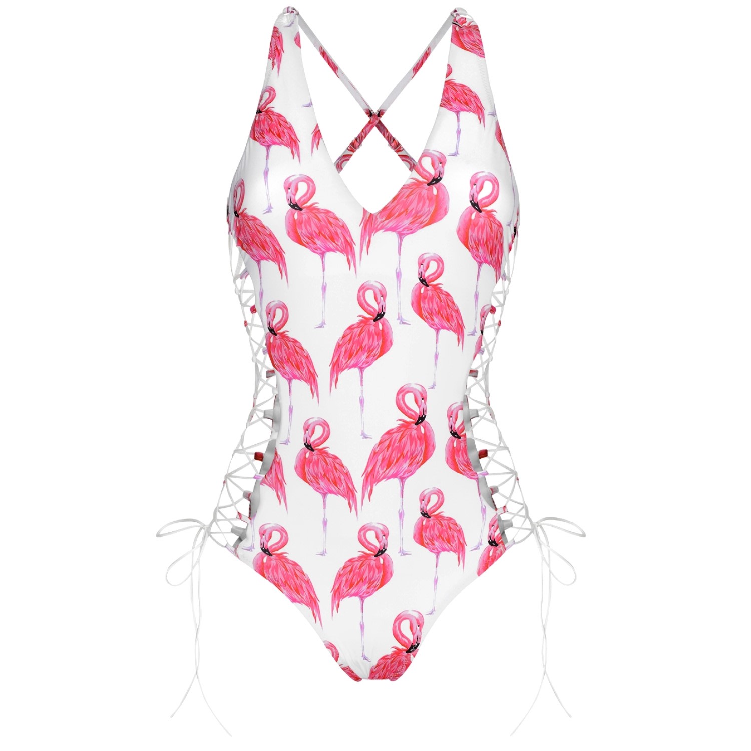 Women’s White / Pink / Purple Flamingo Obsession One Piece Large Noire Swimwear