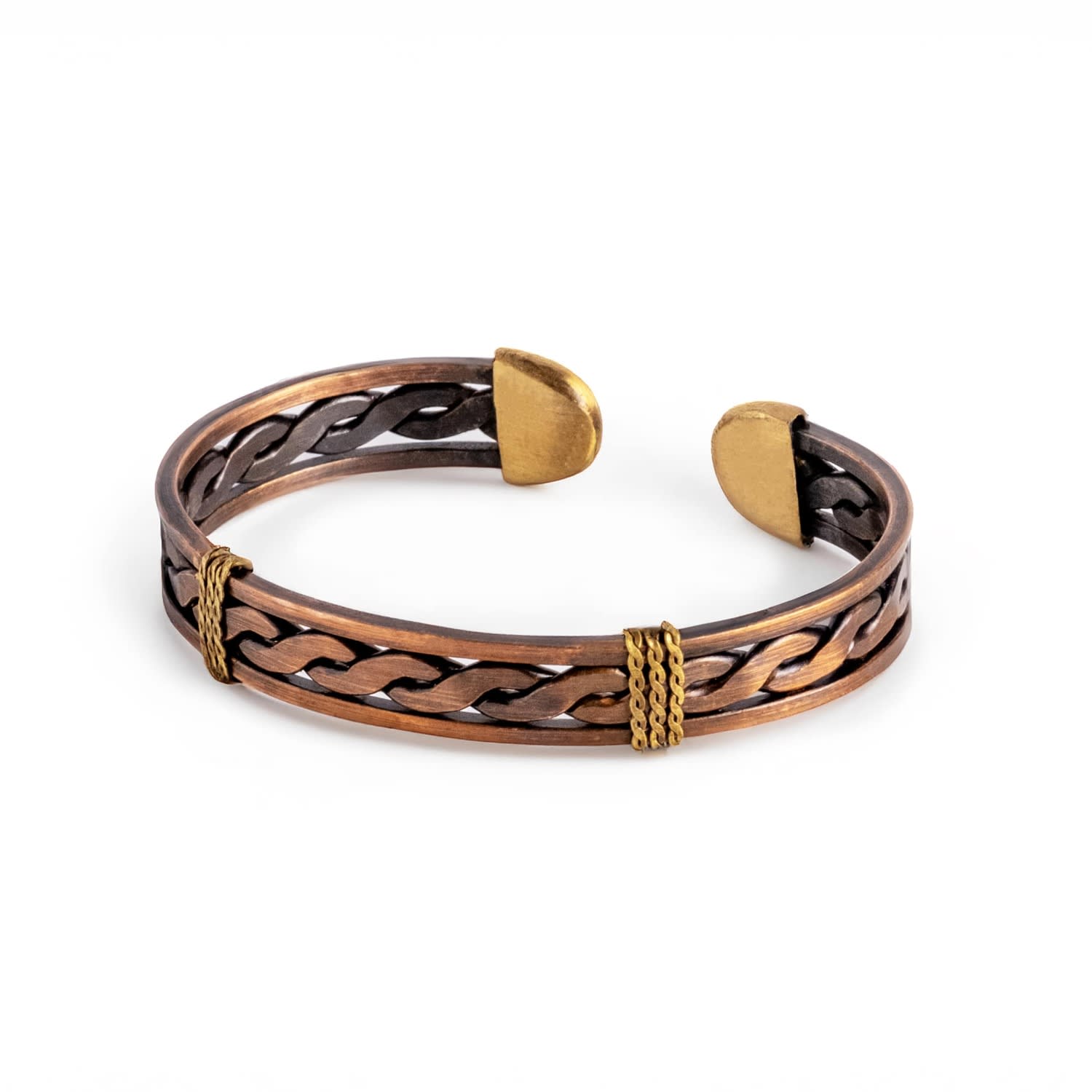 Anatoliacraft Men's Brown Handmade Solid Copper & Brass Cuff Bracelet For Men, Color Mocha Mouse
