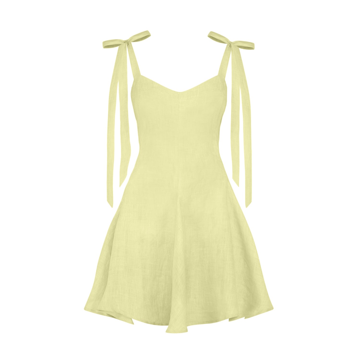 Lily Phellera Women's Yellow / Orange Kaya Mini Linen Dress In Pale Chartreuse