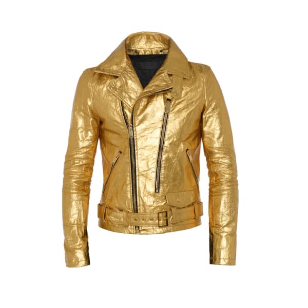 Men S Neo Classic Biker Jacket In Gold Altiir Wolf Badger