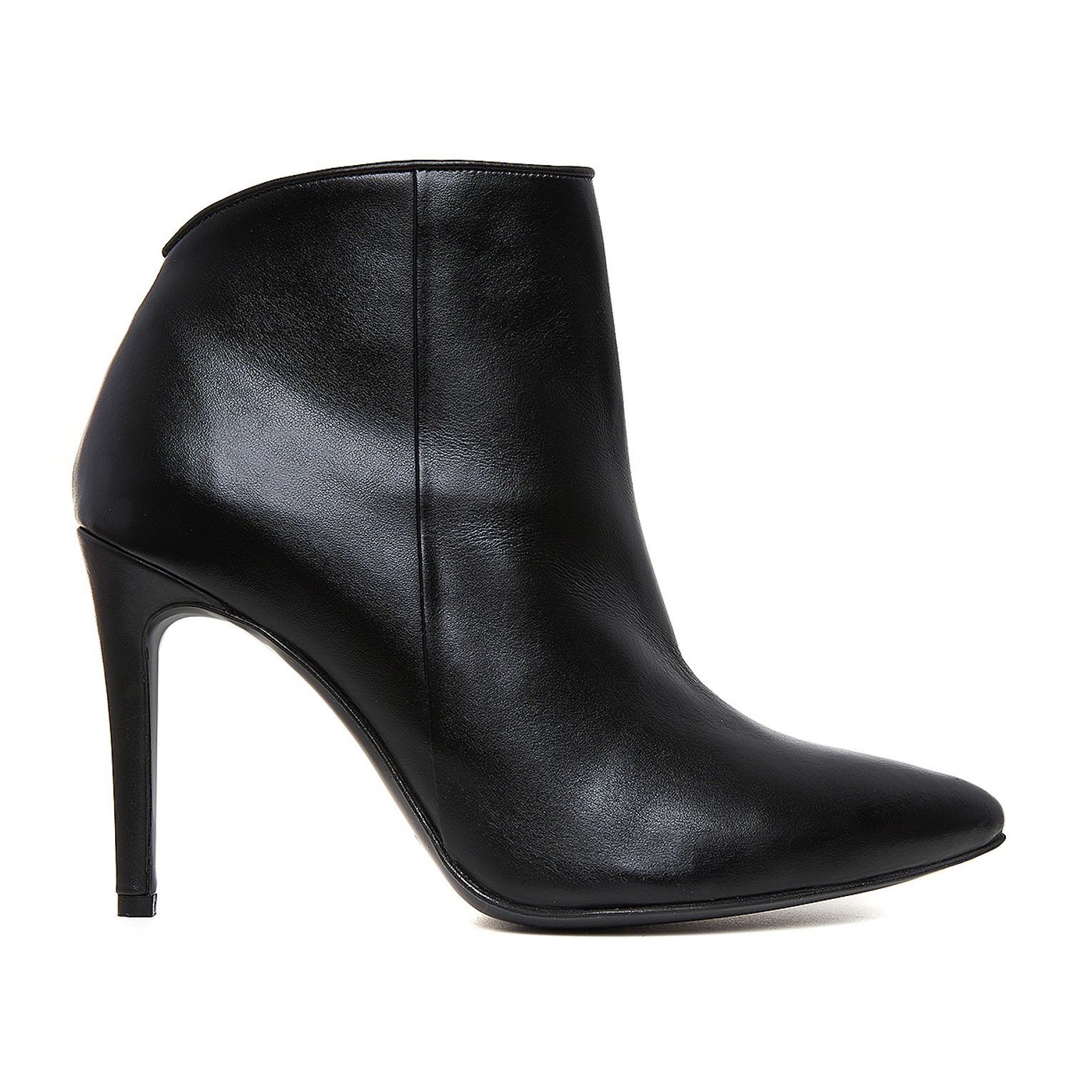 Black Patent Leather Heeled Ankle Boots, Mas Laus