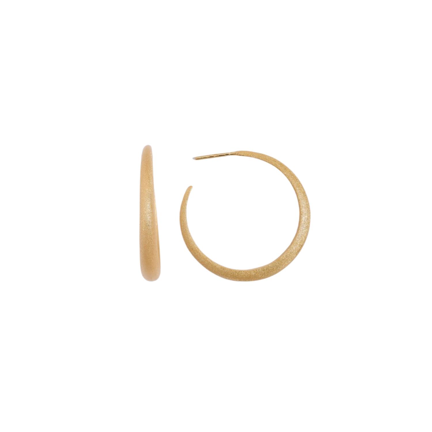 Claire Hill Designs Women's Gold Brushed Large Tapered Hoop Earrings