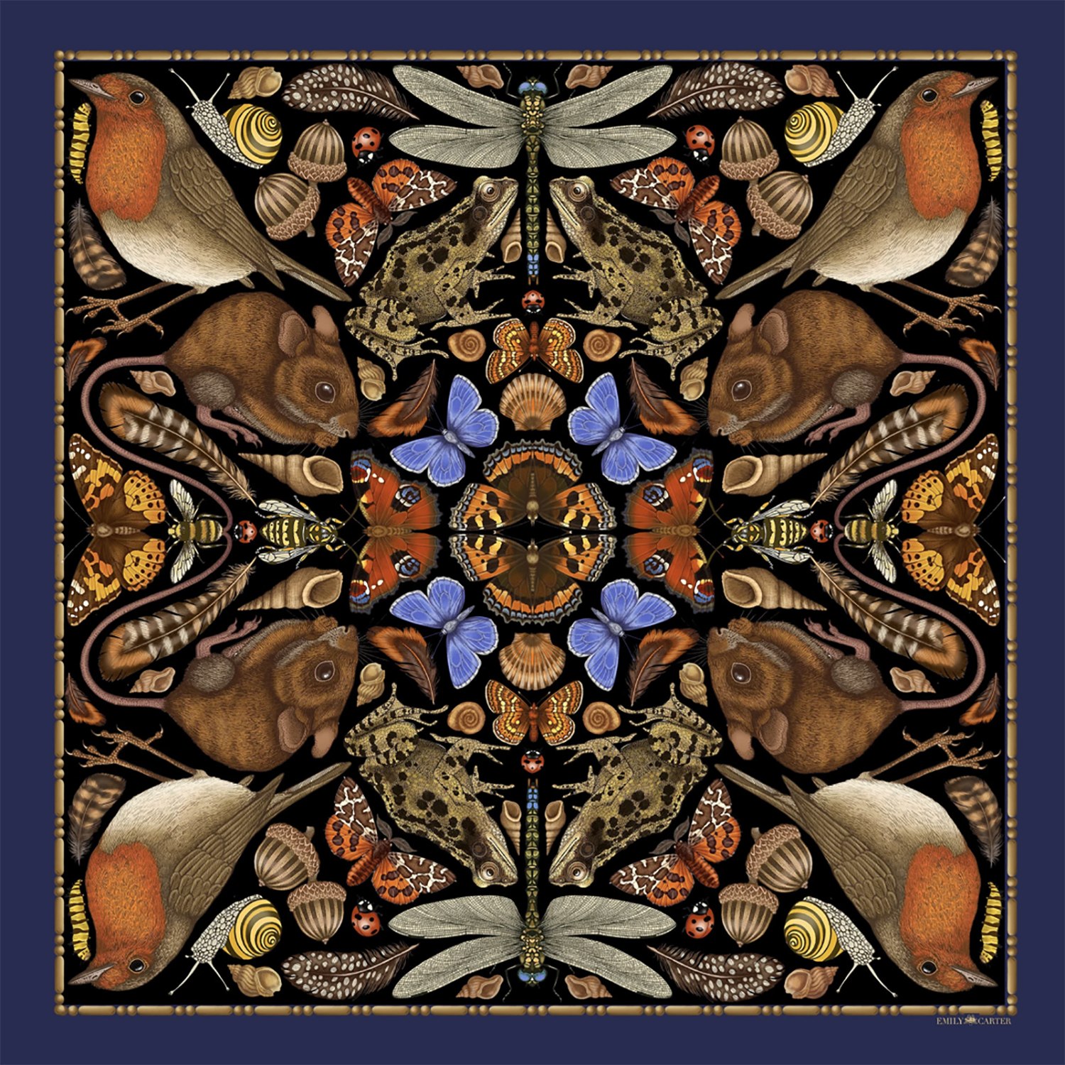 Emily Carter Women's Blue / Brown The British Garden Wool Scarf - Xl In Multi