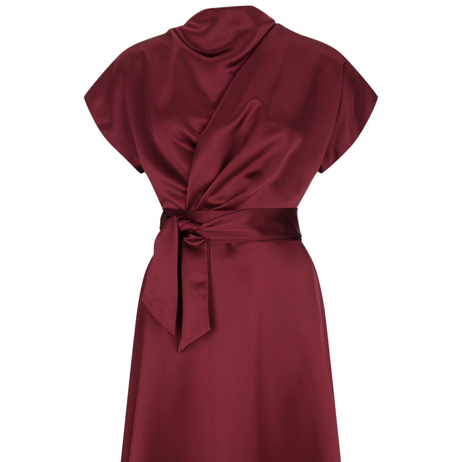 Women’s Red Gigi Cap Sleeve Skater Dress - Soft Satin In Passionate Plum Medium House of Lily