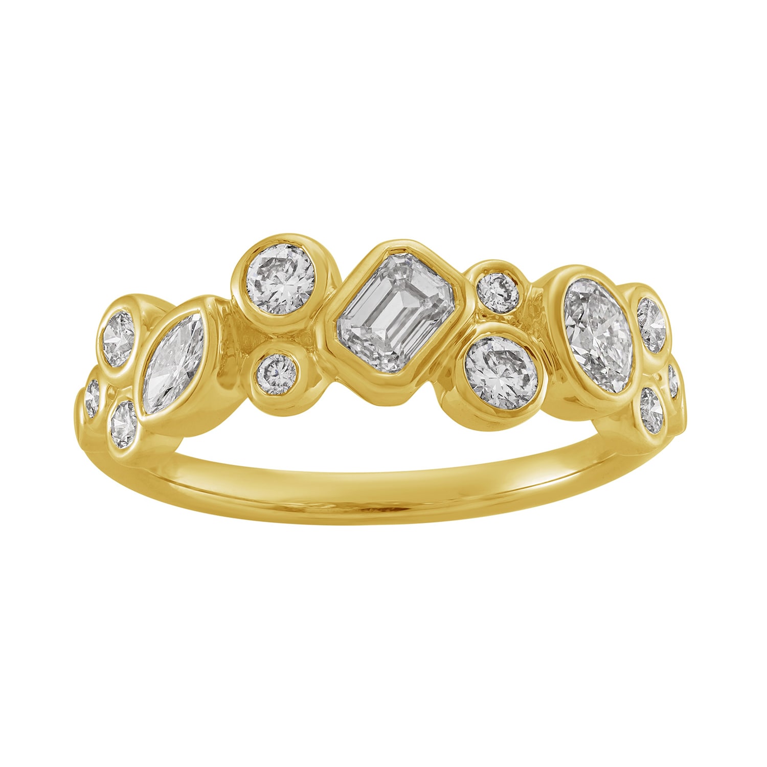 Artisan Women's Gold / White Designer Bezel Diamond Band In 14k Yellow Gold In Gold