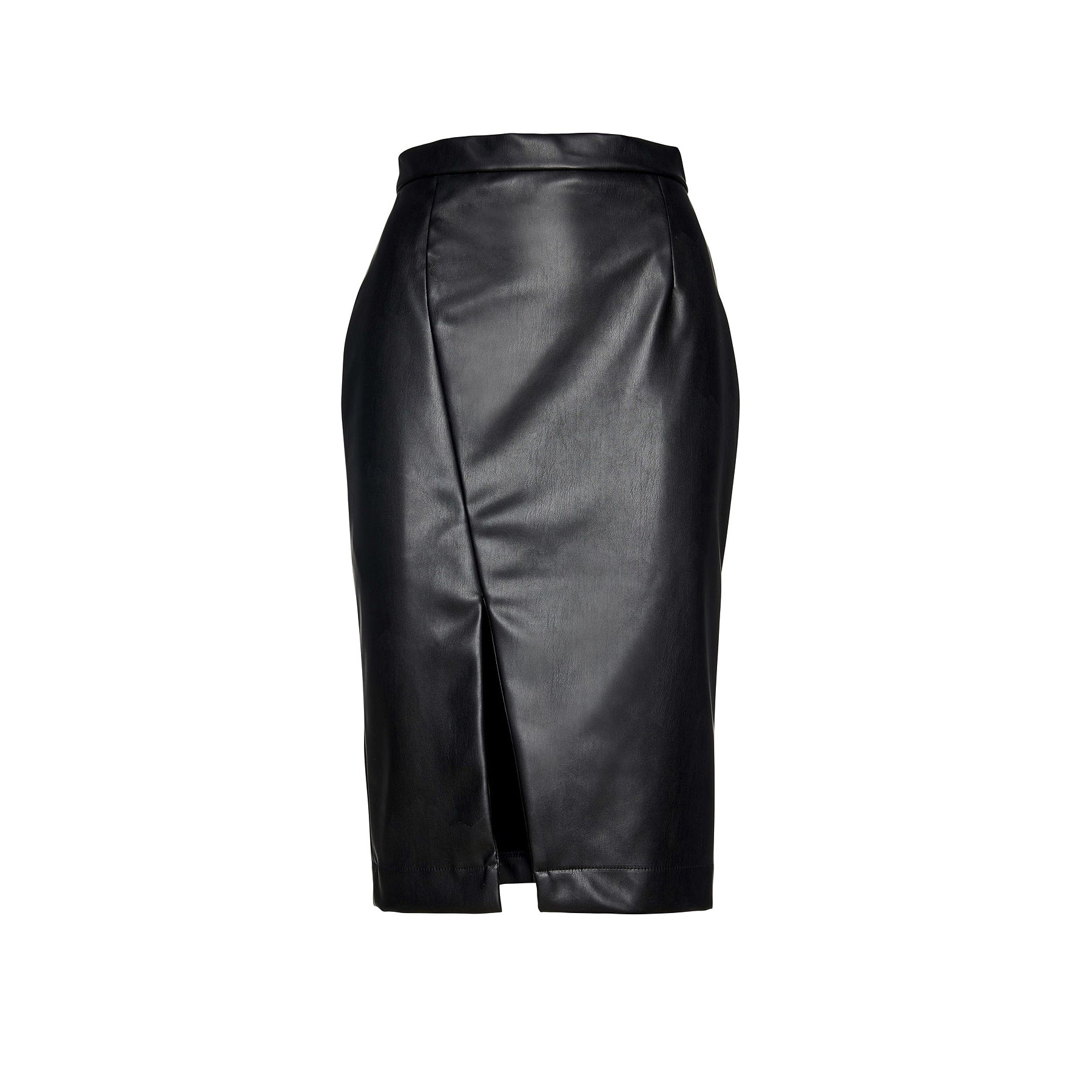 Women’s Black Faux Leather Pencil Skirt By Conquista Fashion L