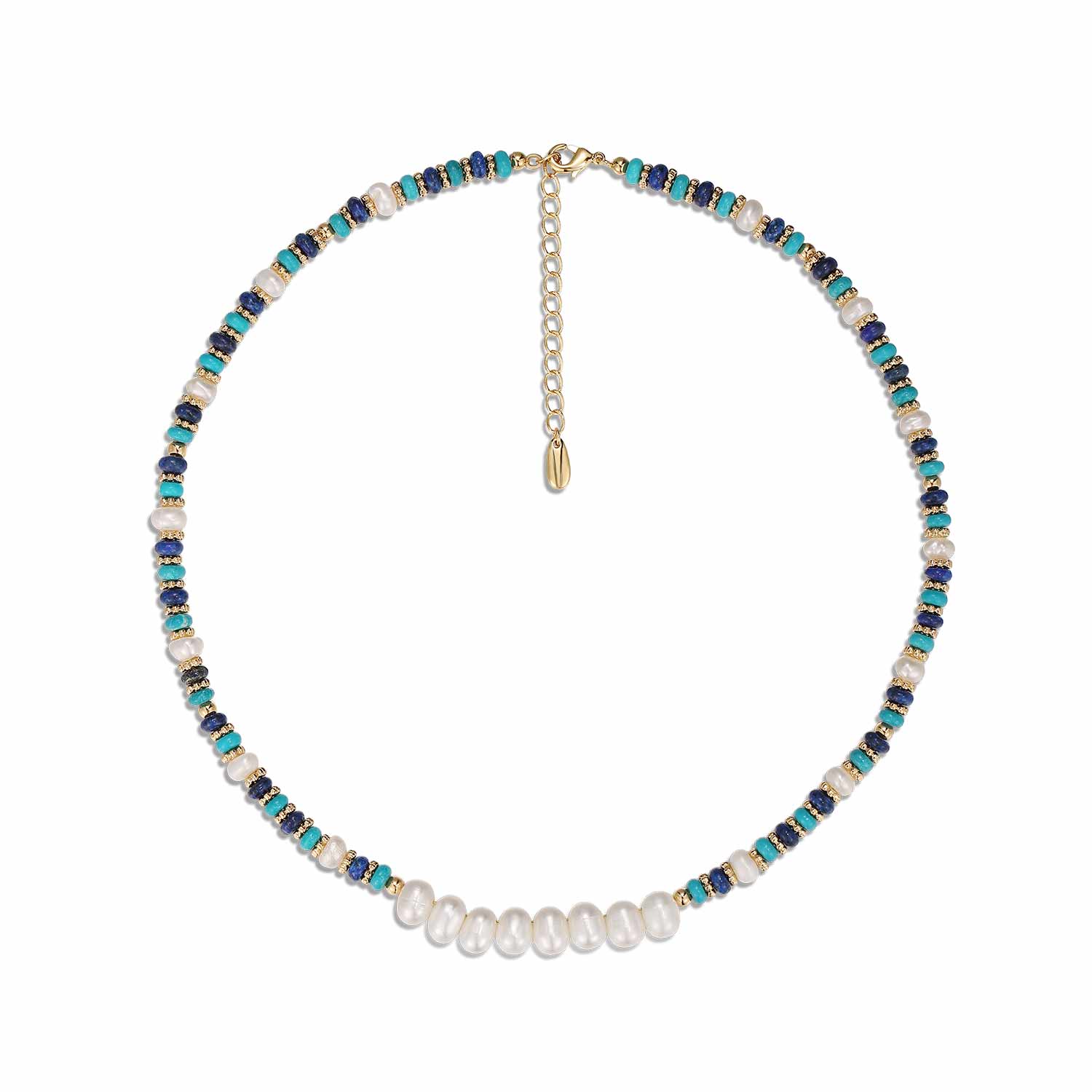 Retro Chic Women's Blue / Gold / White Thetis Necklace In Multi