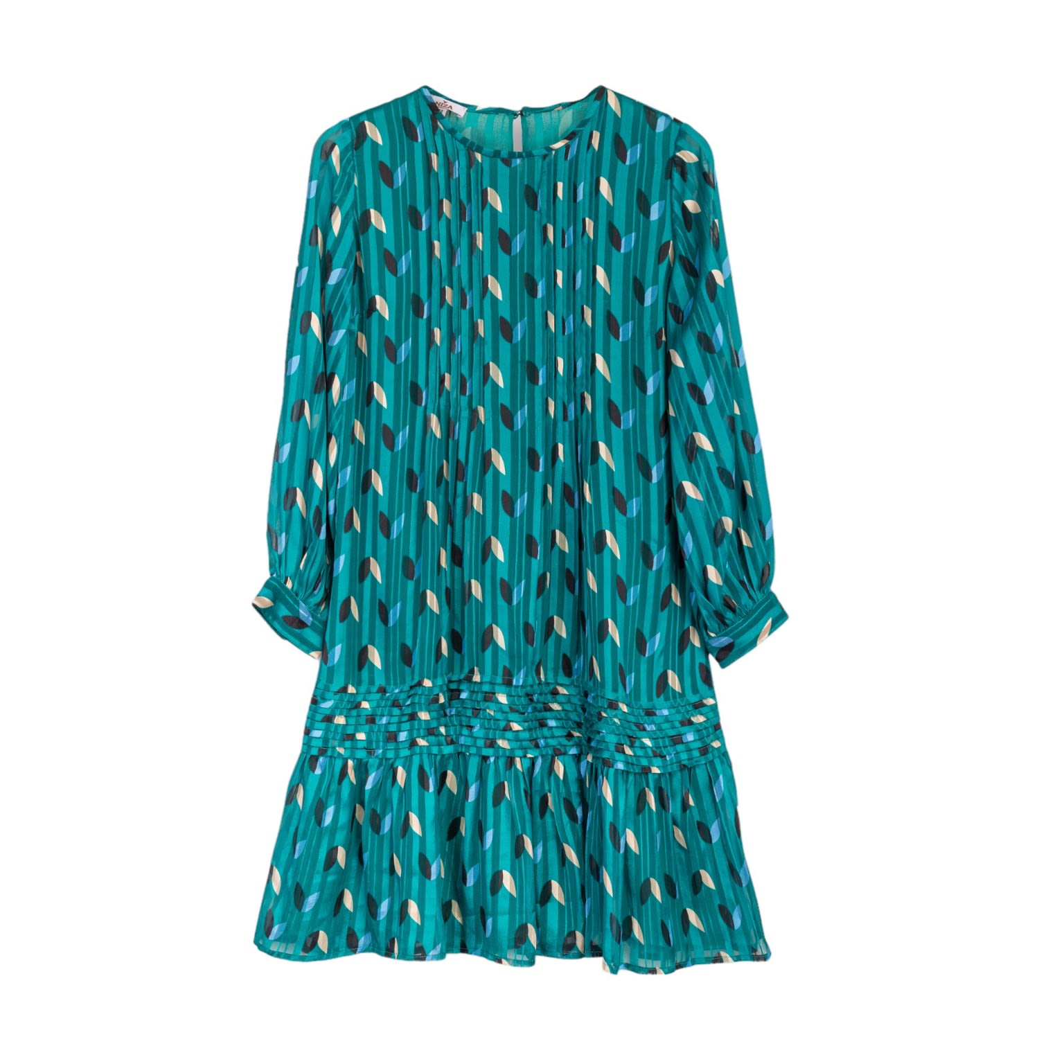 Niza Women's Green Sofia Short Leaf Print Dress In Green