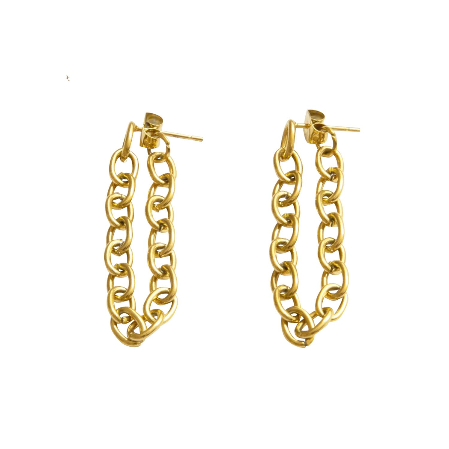 Outofoffice Women's Gold Oval Chain Earring Adjustable Round Earring Chain Modern Minimal Dangle Drop