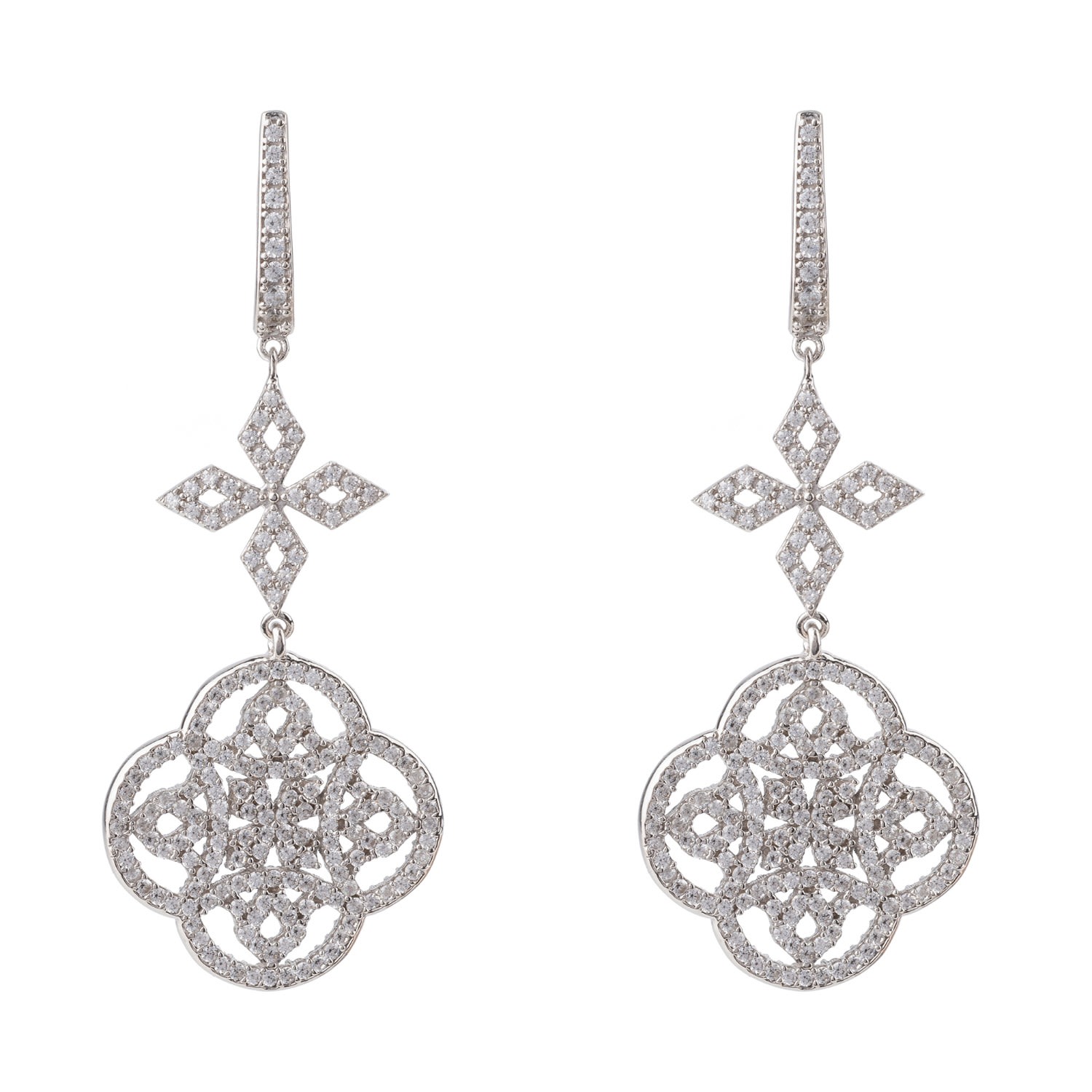 Women’s Celtic Knot Clover Drop Earrings Silver Latelita