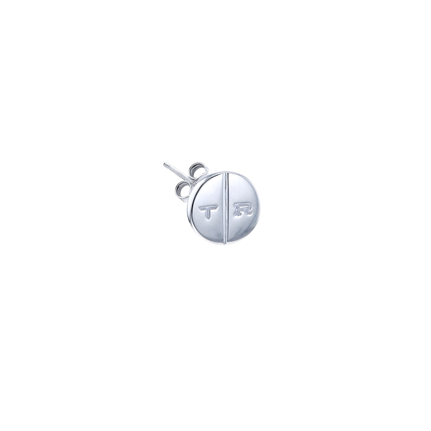 True Rocks Men's Sterling Silver Round Pill Stud In Silver
