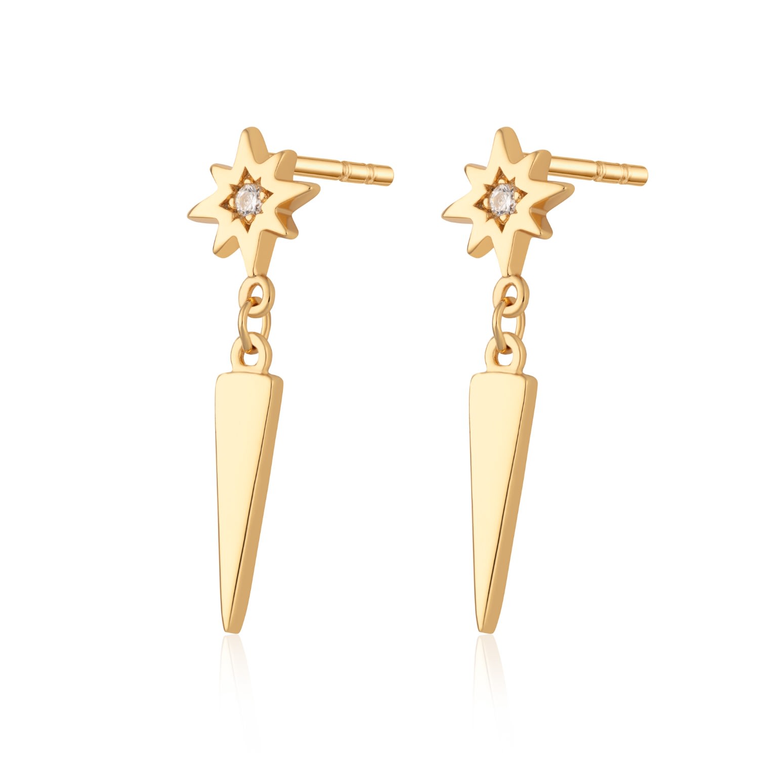 Women’s Gold Interstellar Spike Drop Stud Earrings Scream Pretty