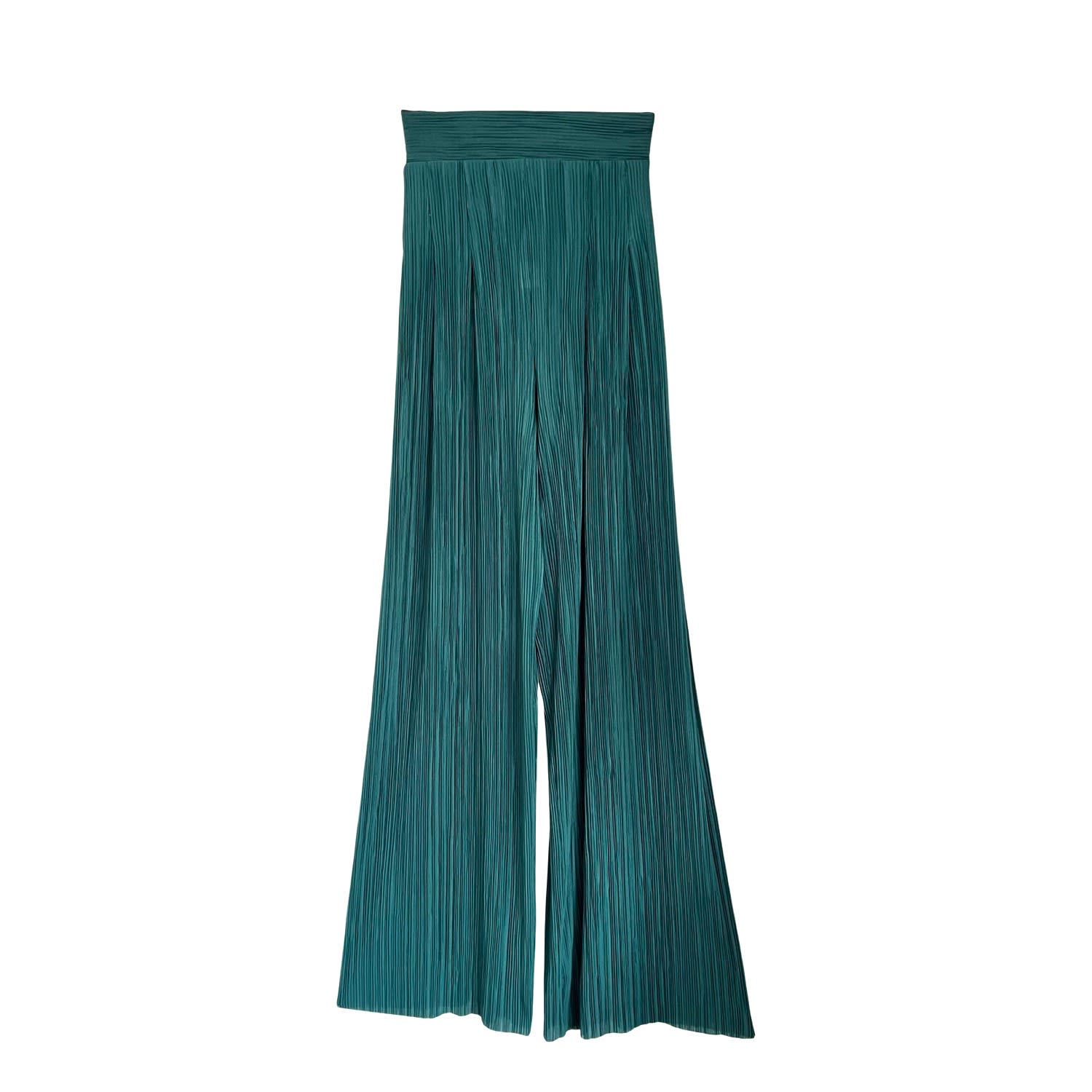 Women’s Pleated Wide Leg Pants - Green Medium L2R the Label