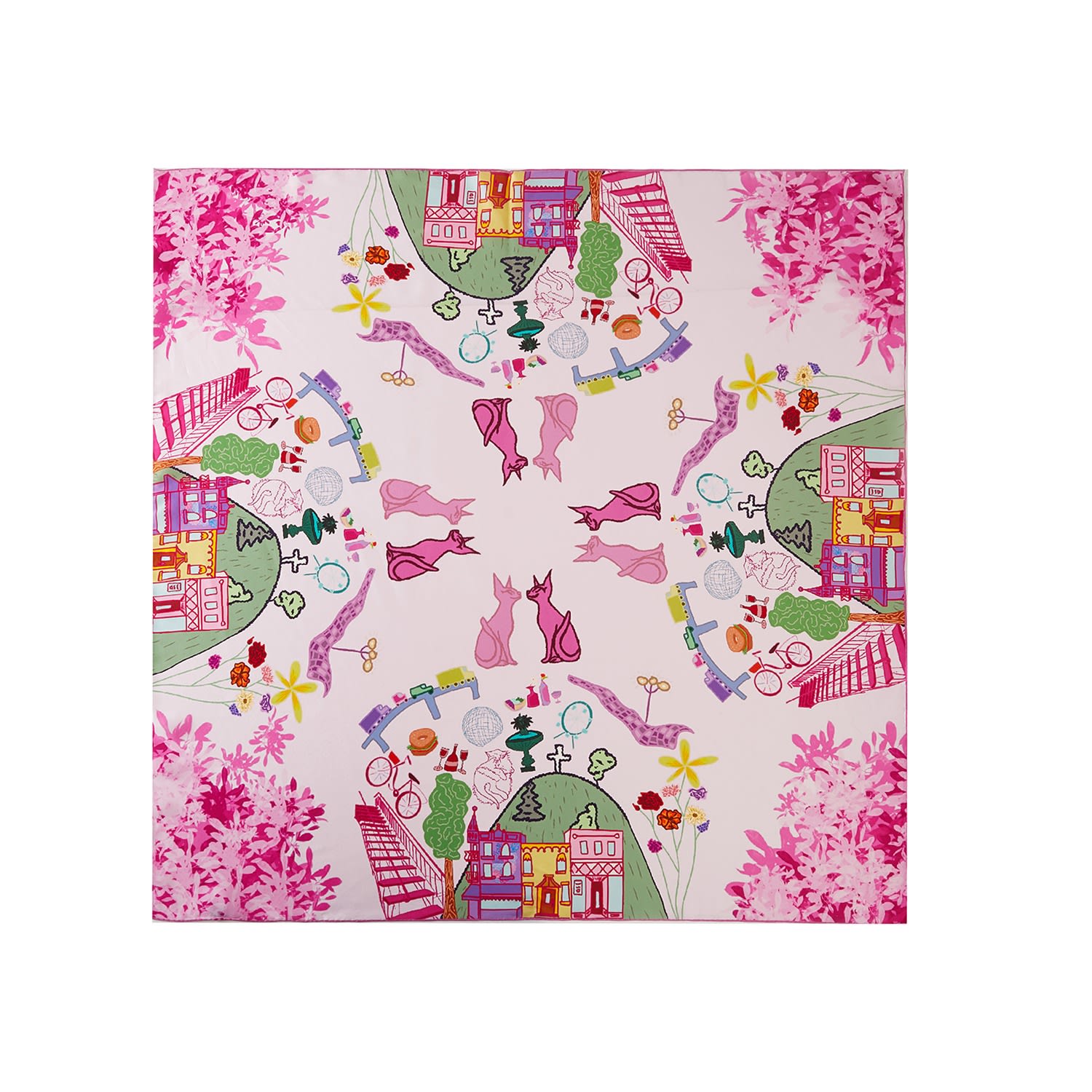 Soft Strokes Silk Women's Pink / Purple Montreal Pure Silk Large Square Scarf In Pink/purple
