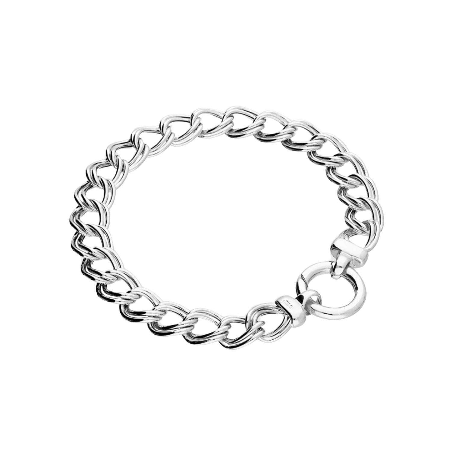 Women’s Double Link Curb Chain Bracelet Silver Fiyah Jewellery