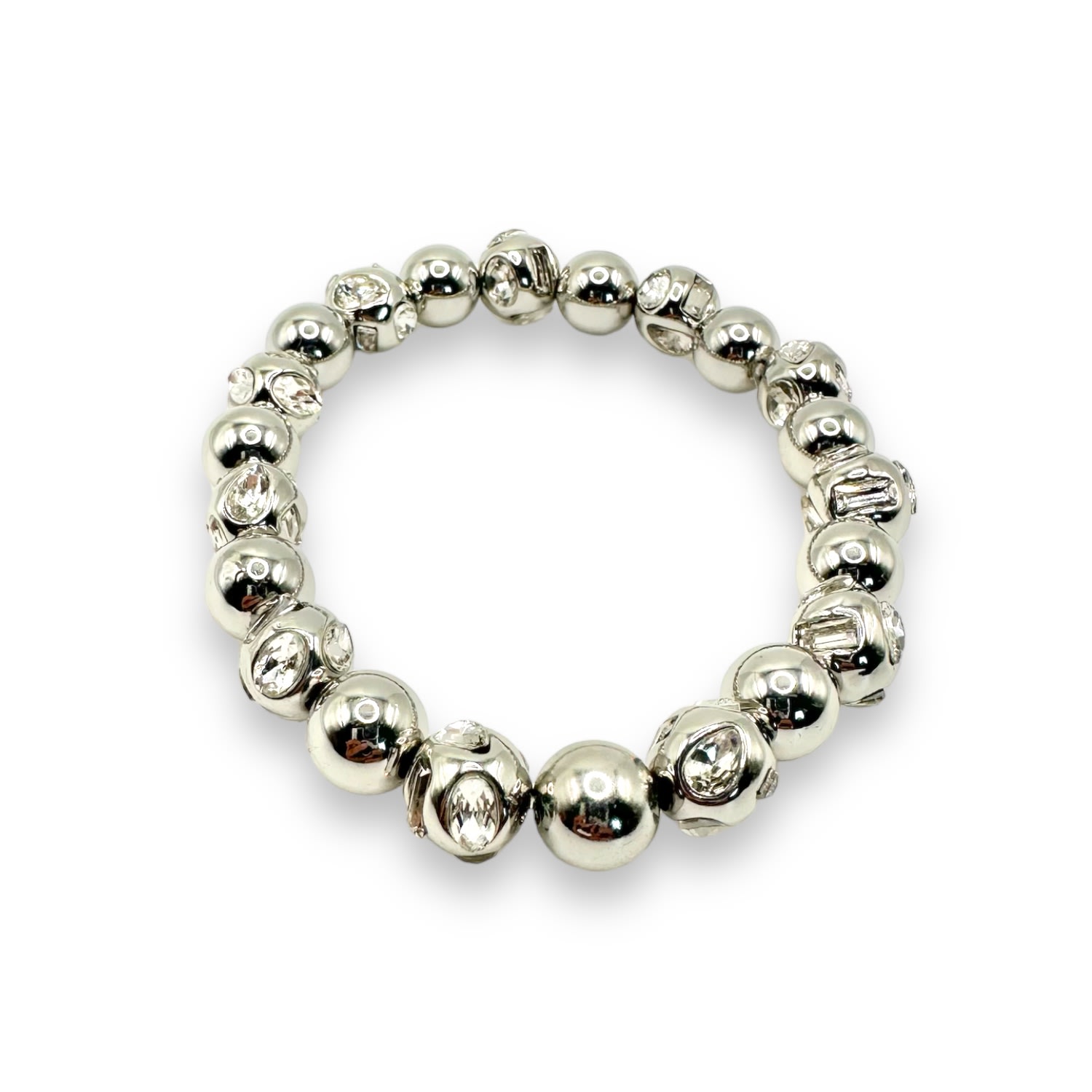 Women’s Silver Girls Night Beaded Bracelet In White Gold Jagged Halo Jewelry