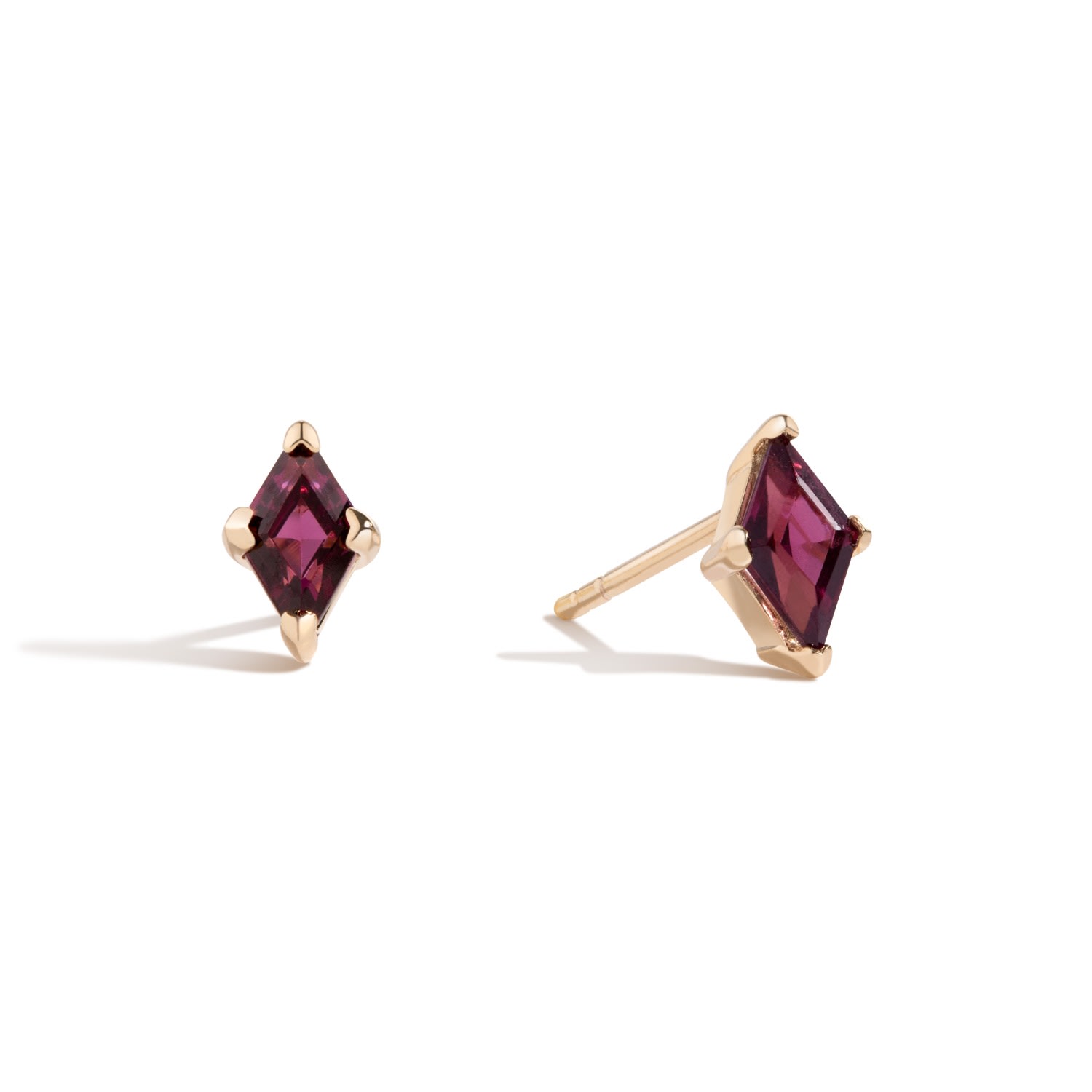 Women’s Gold / Red Anything Could Happen Lozenge Stud Earrings - 18K Gold Vermeil Lozenge Stud Earrings With Rhodolite Garnet Gemstones Lúdere