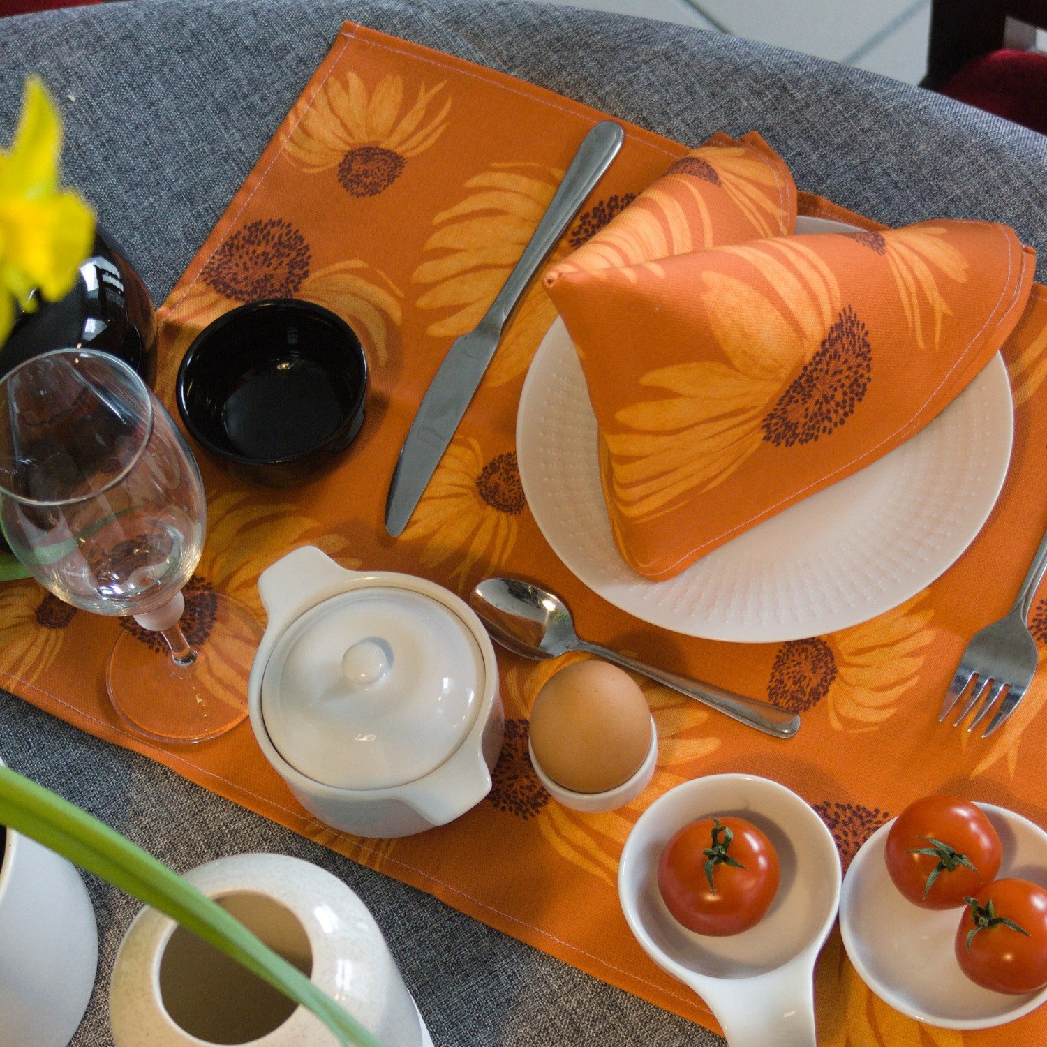 Poppi & Peaseblossom Art Yellow / Orange Napkin Cone Flower - Yellow & Orange - Set Of Two Napkins