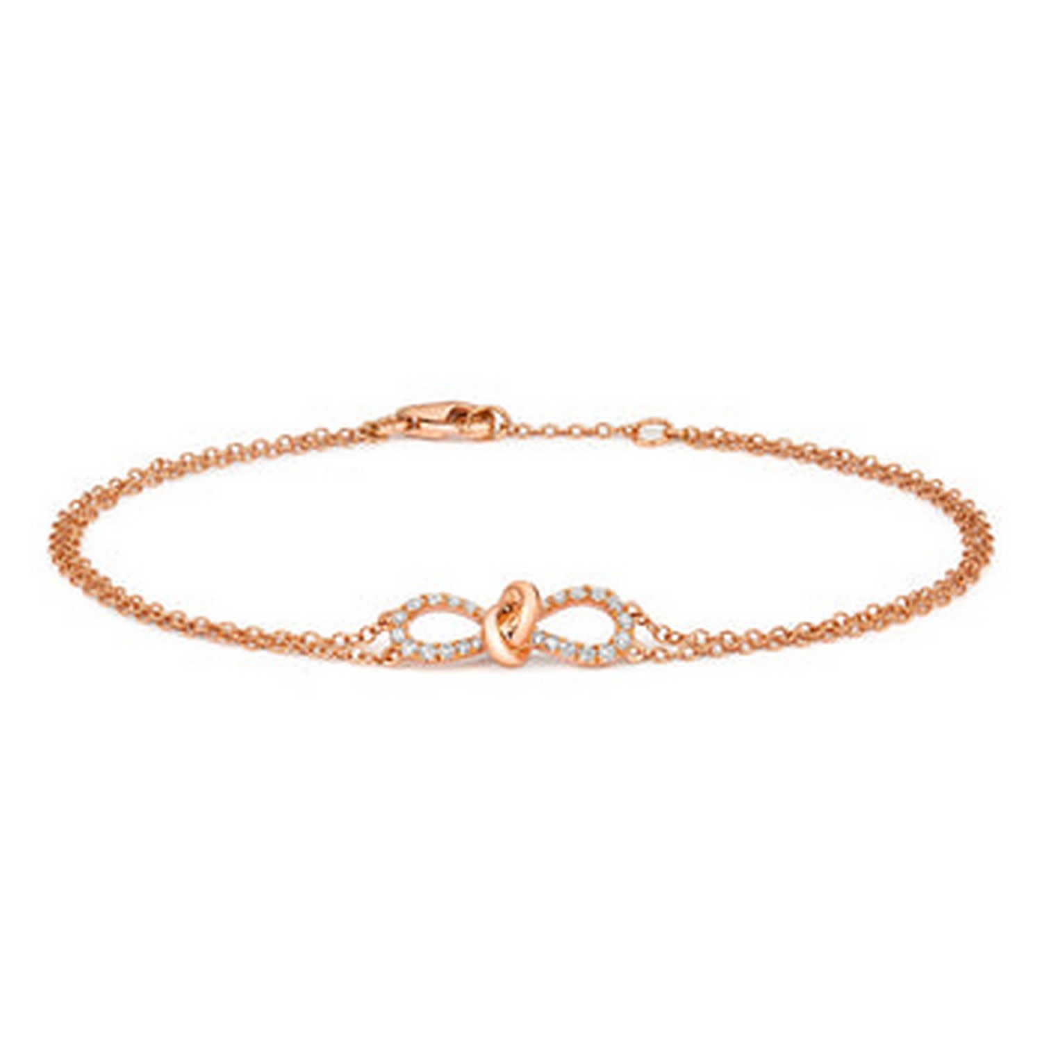 Cervin Blanc Women's Diamond Ribbon Bow Bracelet In Rose Gold Chain In Gold
