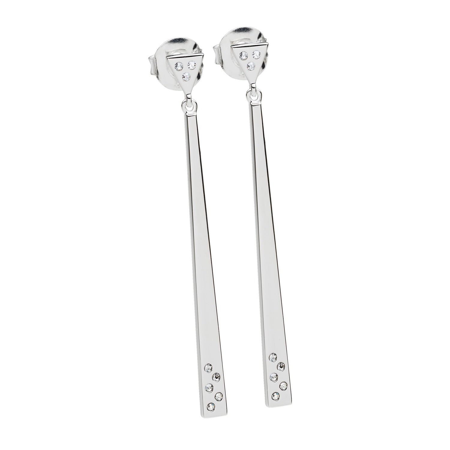 Lucy Quartermaine Women's Silver Art Deco One Linea Drop Earrings In Metallic