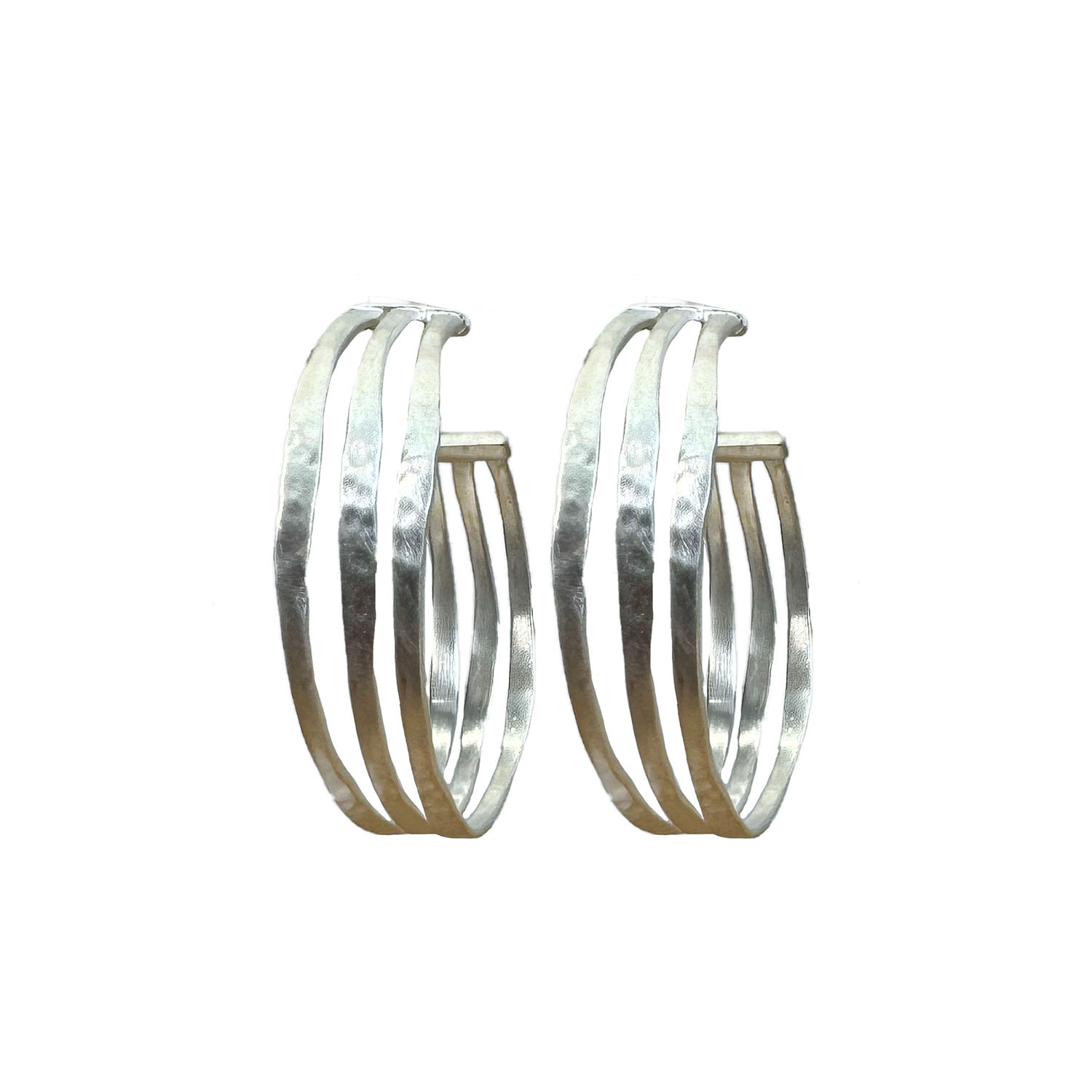 Cuda Women's Three Generations Silver Hoop Earring