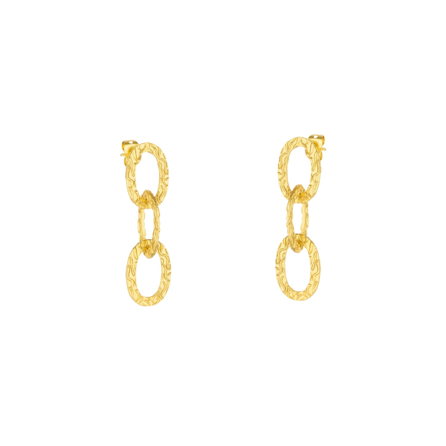 Mejoma Women's Ancient Allure Textured Gold Large Chain Drop Earring