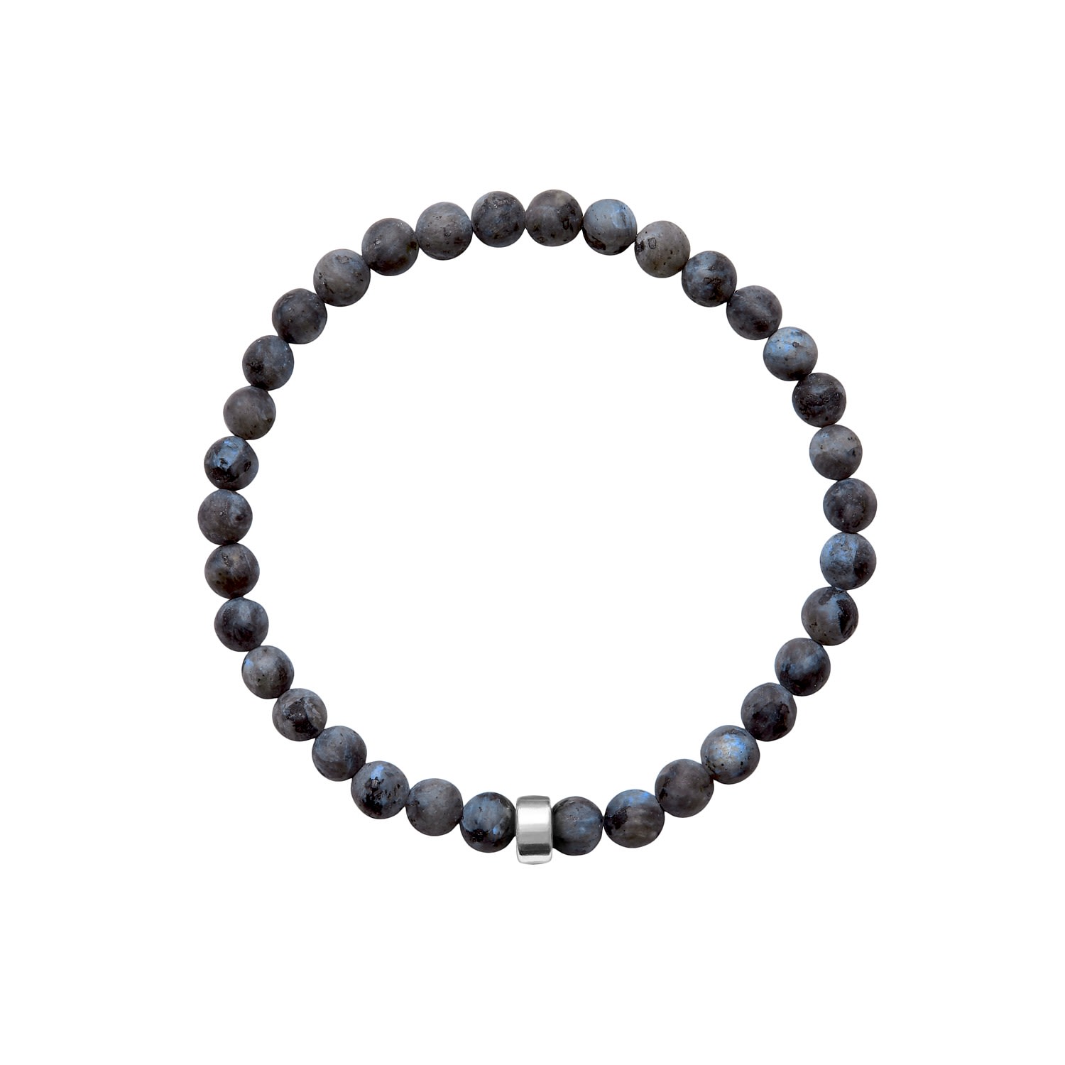 Ora Pearls Blue / Grey / Silver Aro Men's Larvikite Bracelet Silver Bead In Multi