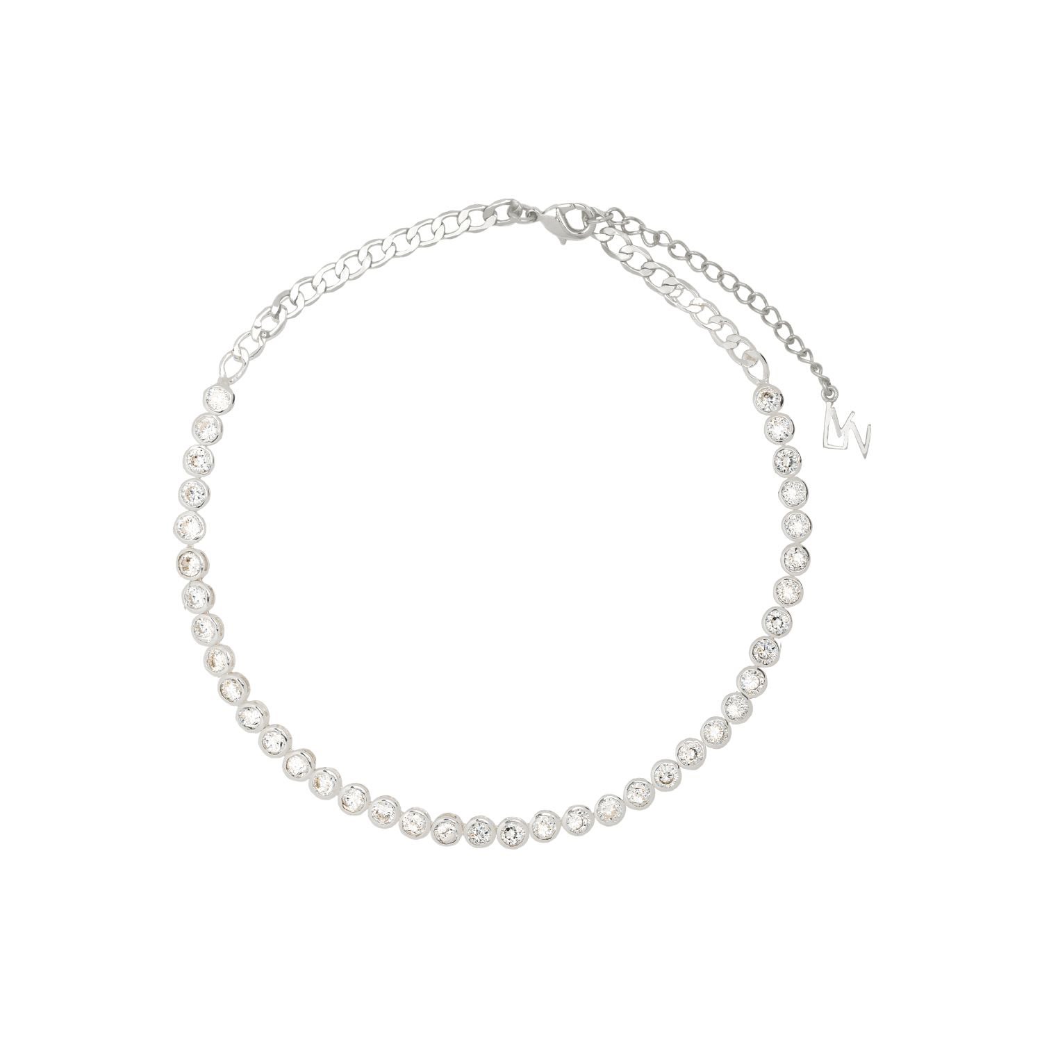 Lavani Jewels Women's Grey / White Riviere Victoire Silver Necklace In Multi