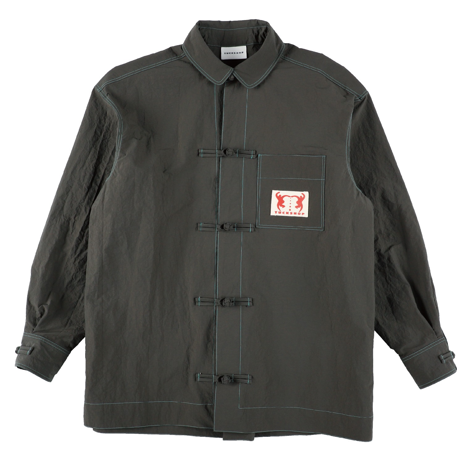 Tuckshop Men's Grey Kung Fu Shirts - Charcoal In Grey