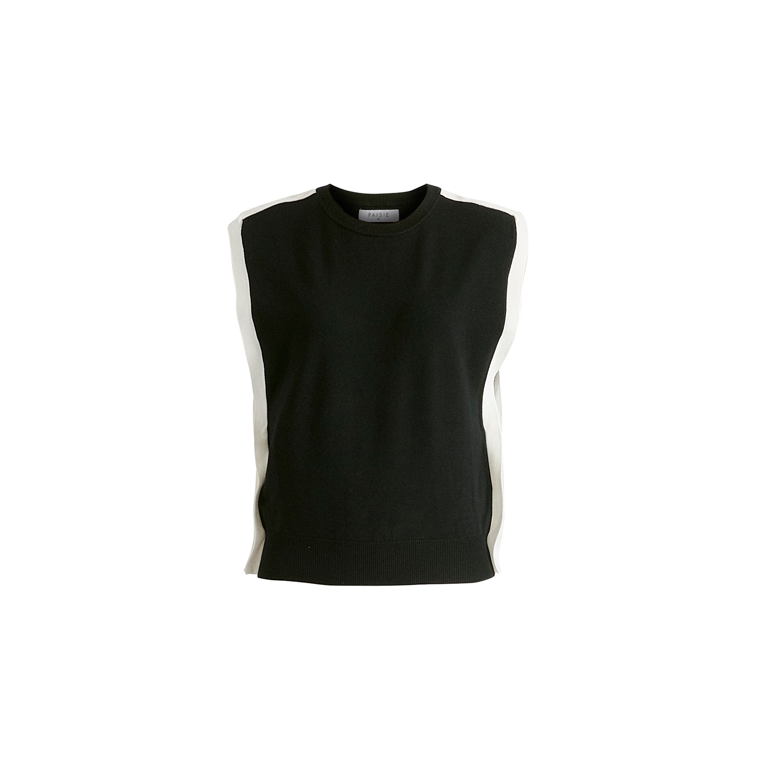 Paisie Women's Contrast Trim Round Neck Knit Top In Black And White In Black
