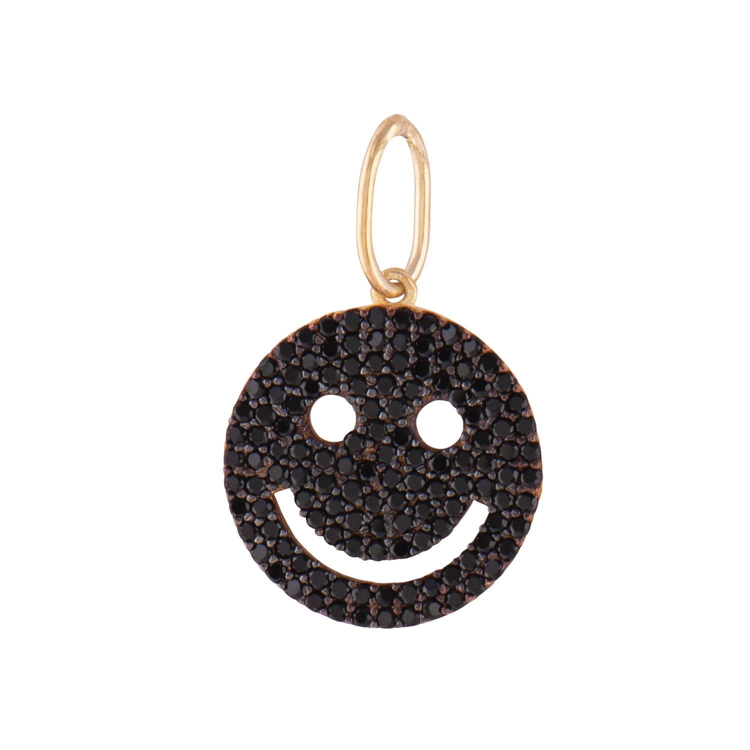Shymi Women's Gold / Black Pave Smiley Charm In Black