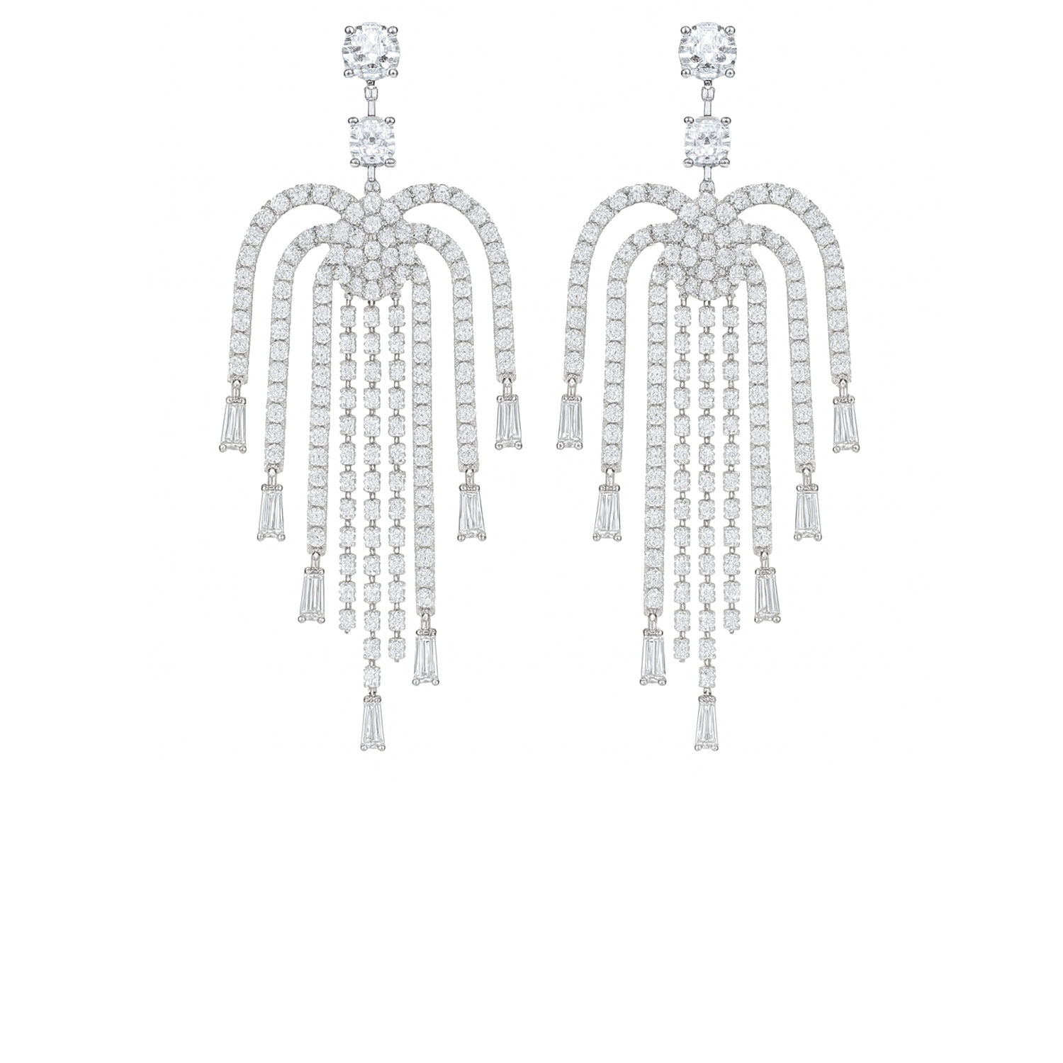 The Gala Women's Silver Radiant Cascade Chandelier Earrings In Silver