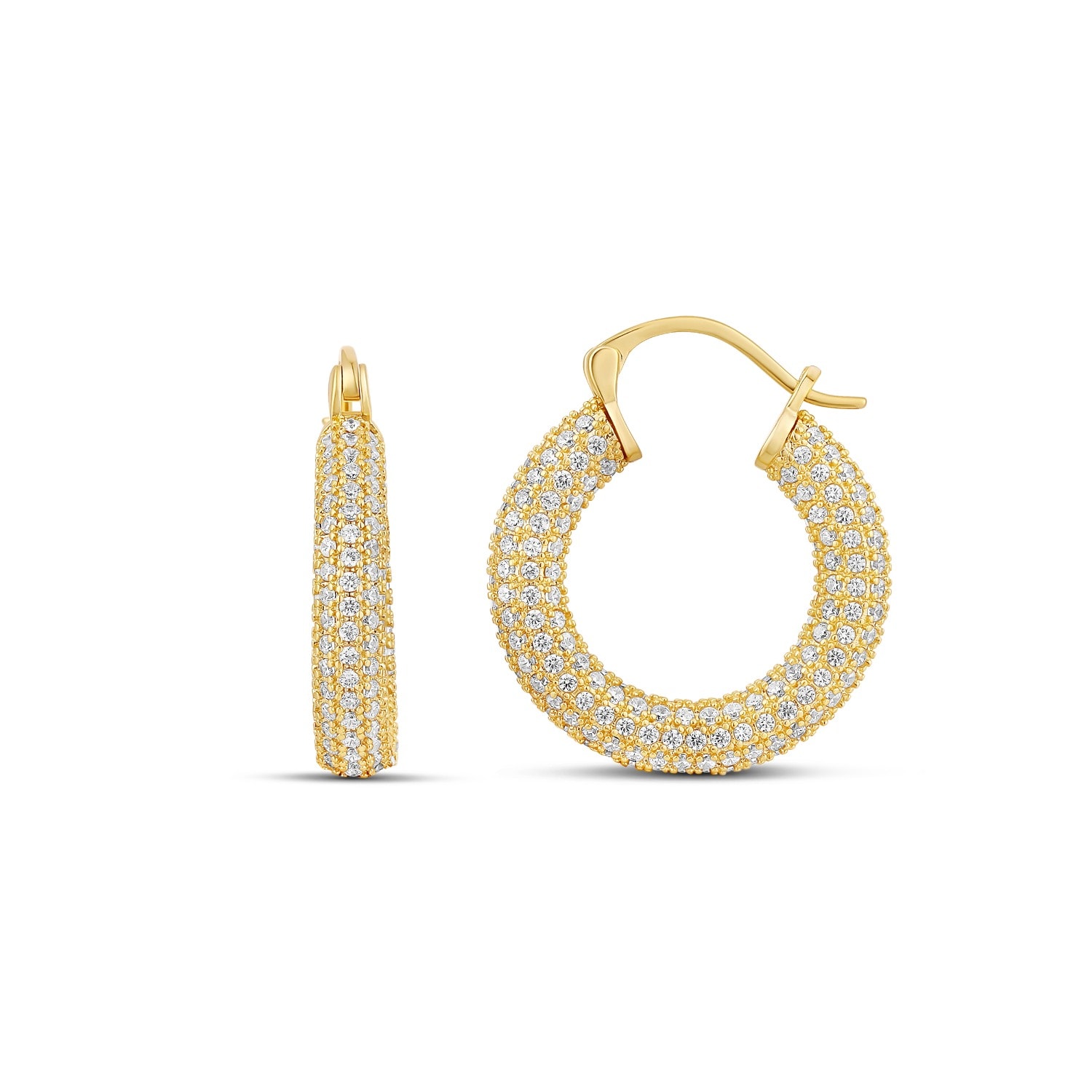 Shymi Women's Thick Pave Hoops - Gold