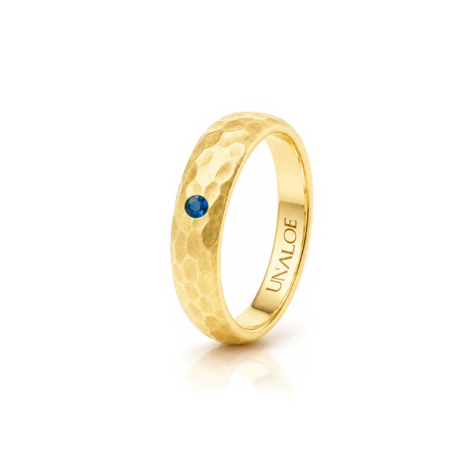 Unaloe Gold / Blue Men's Gold Plated Band Ring With Natural Sapphire In Gold/blue