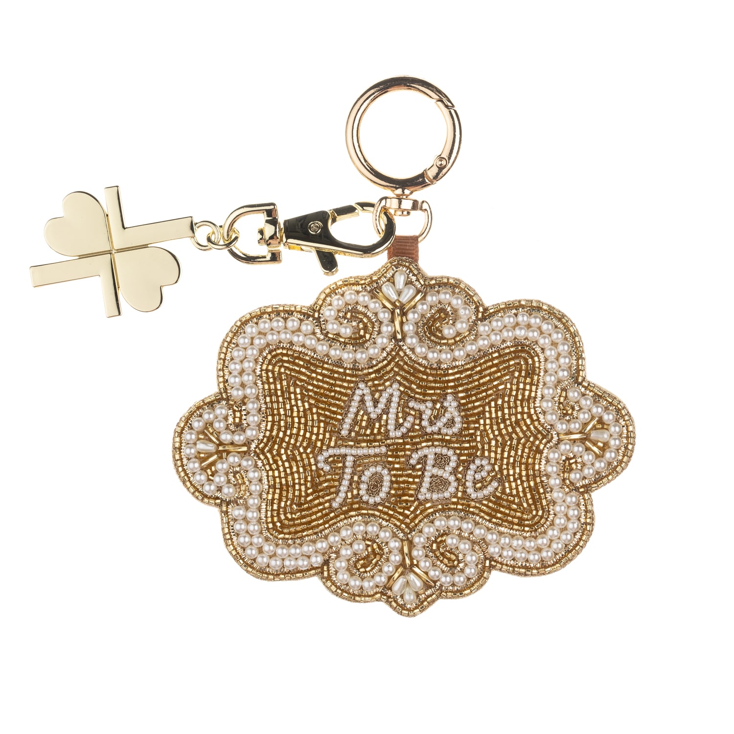 Women's Gold / White Mrs To Be Hand-Beaded Bag Charm | Laines London