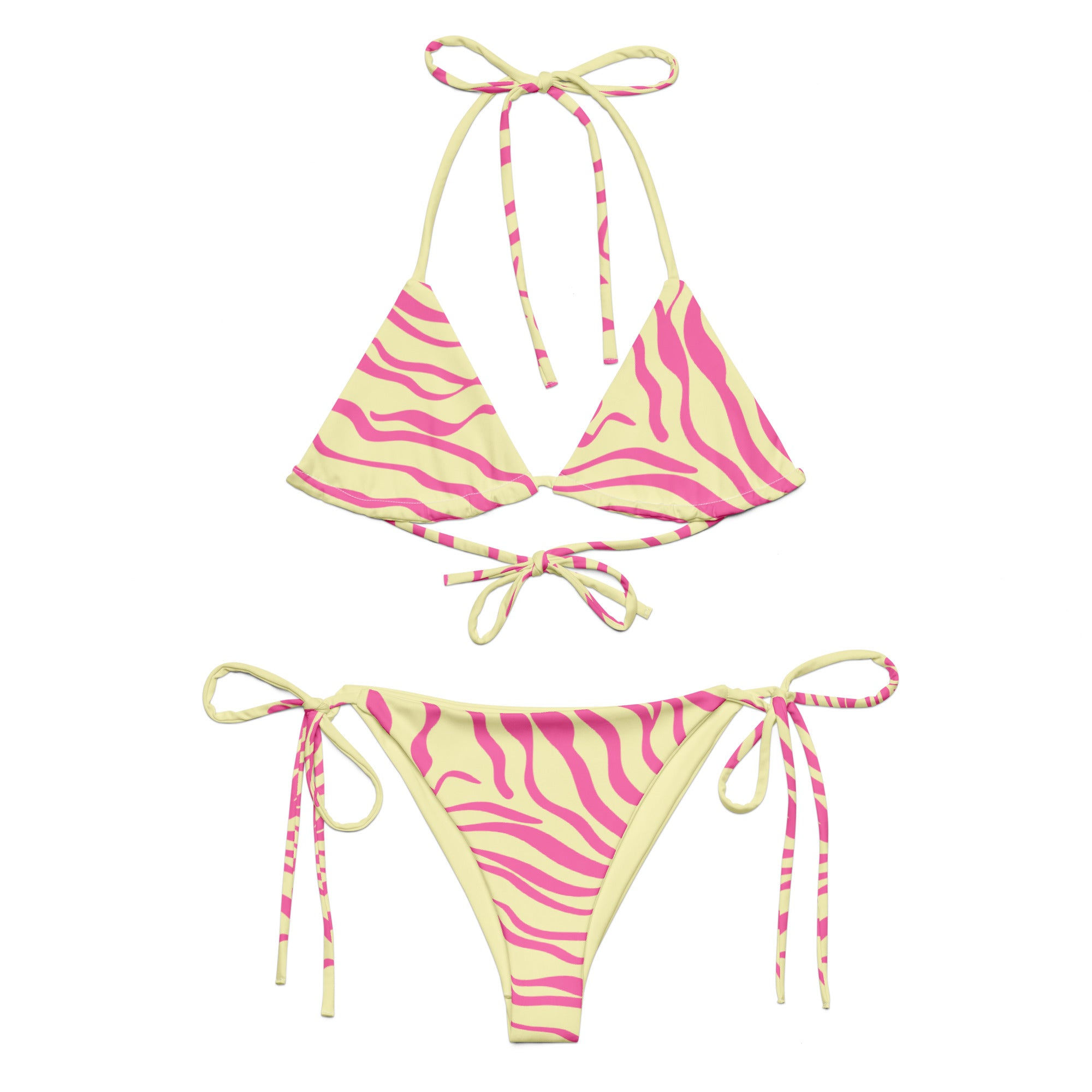 Formula S7 Women's Yellow / Orange Sunset Stripes Recycled Butter Yellow String Bikini