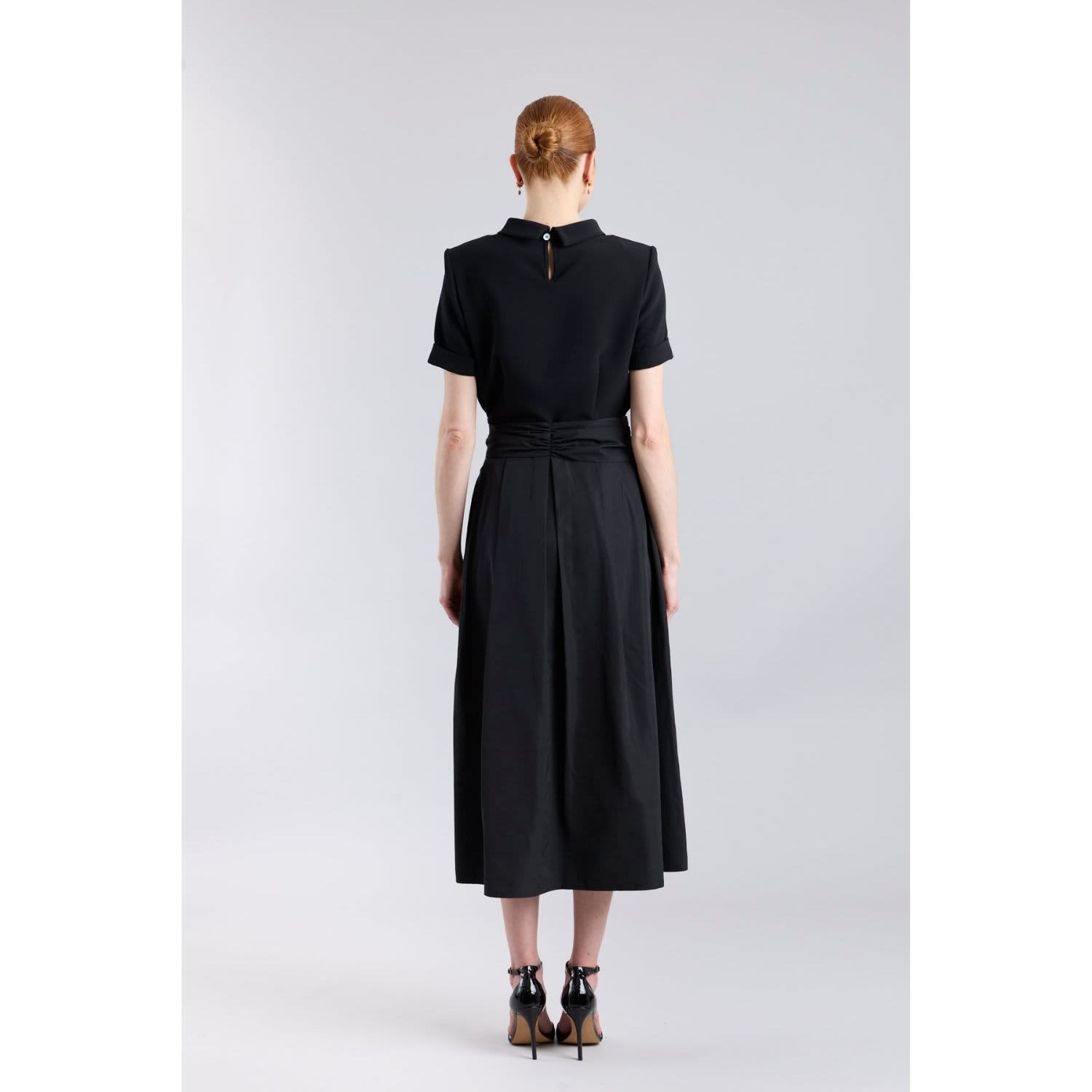 Midi Skirt Black Taffeta With Waist Tie | The Extreme Collection