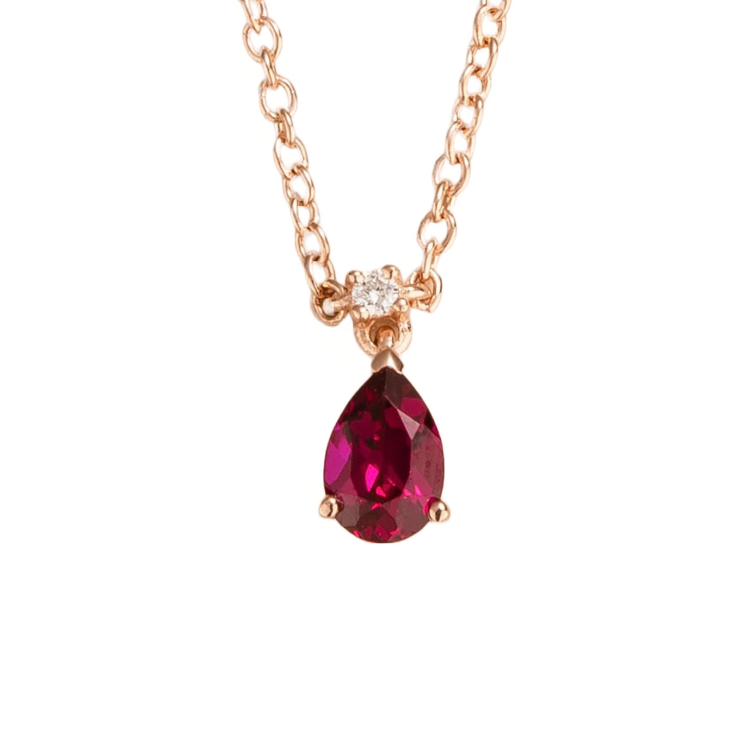 Juvetti Women's White / Red Ori Small Rose Gold Pendant Necklace Ruby & Diamond In Multi