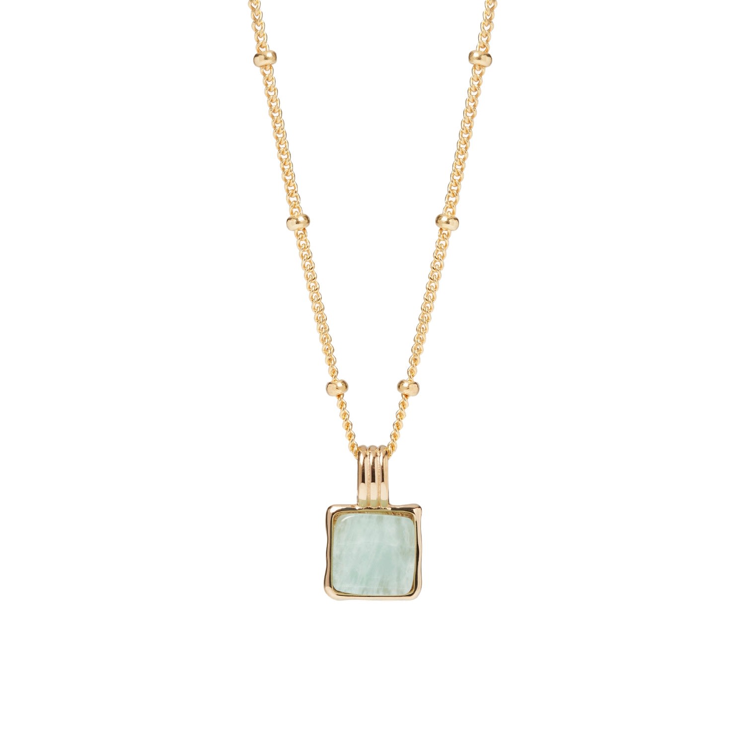Muru Women's Gold / Green Amazonite Necklace With Bead Chain In Multi