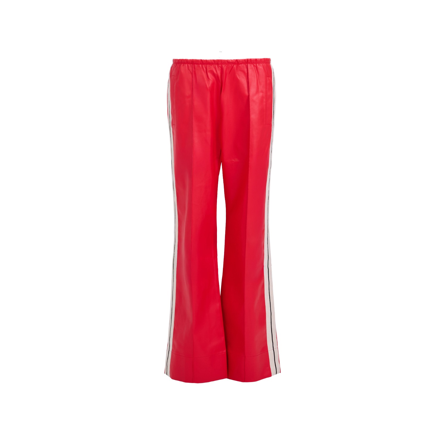 Mov Women's Perfect Suit Pants — Straight-leg Vegan Leather With Side Stripes In Bold Red In Red