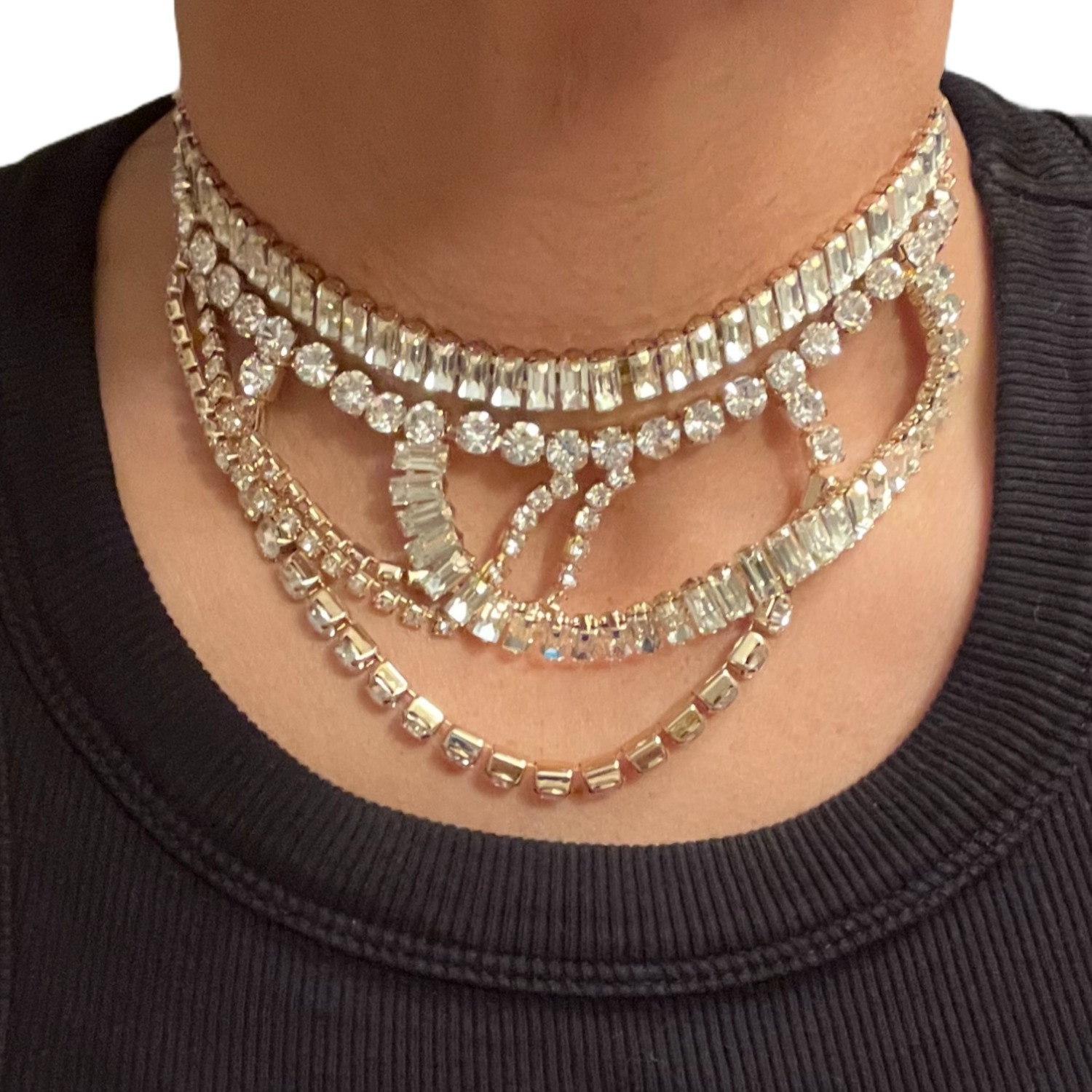 ネックレス・ペンダント Crystal-Layered Chocker Necklace Amazon.com: Iaceble Sparkly Rhinestone Choker Necklace 5 Row