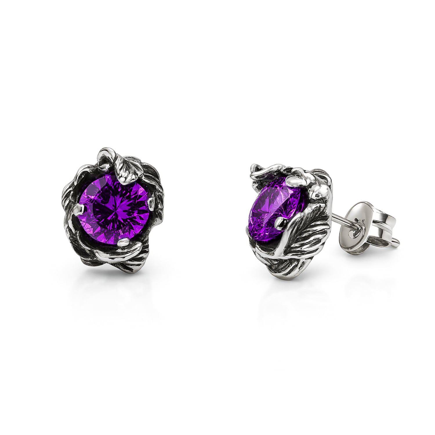 Unaloe Women's Coleus Circulus  Earrings Silver With Violet Zirconia In Silver
