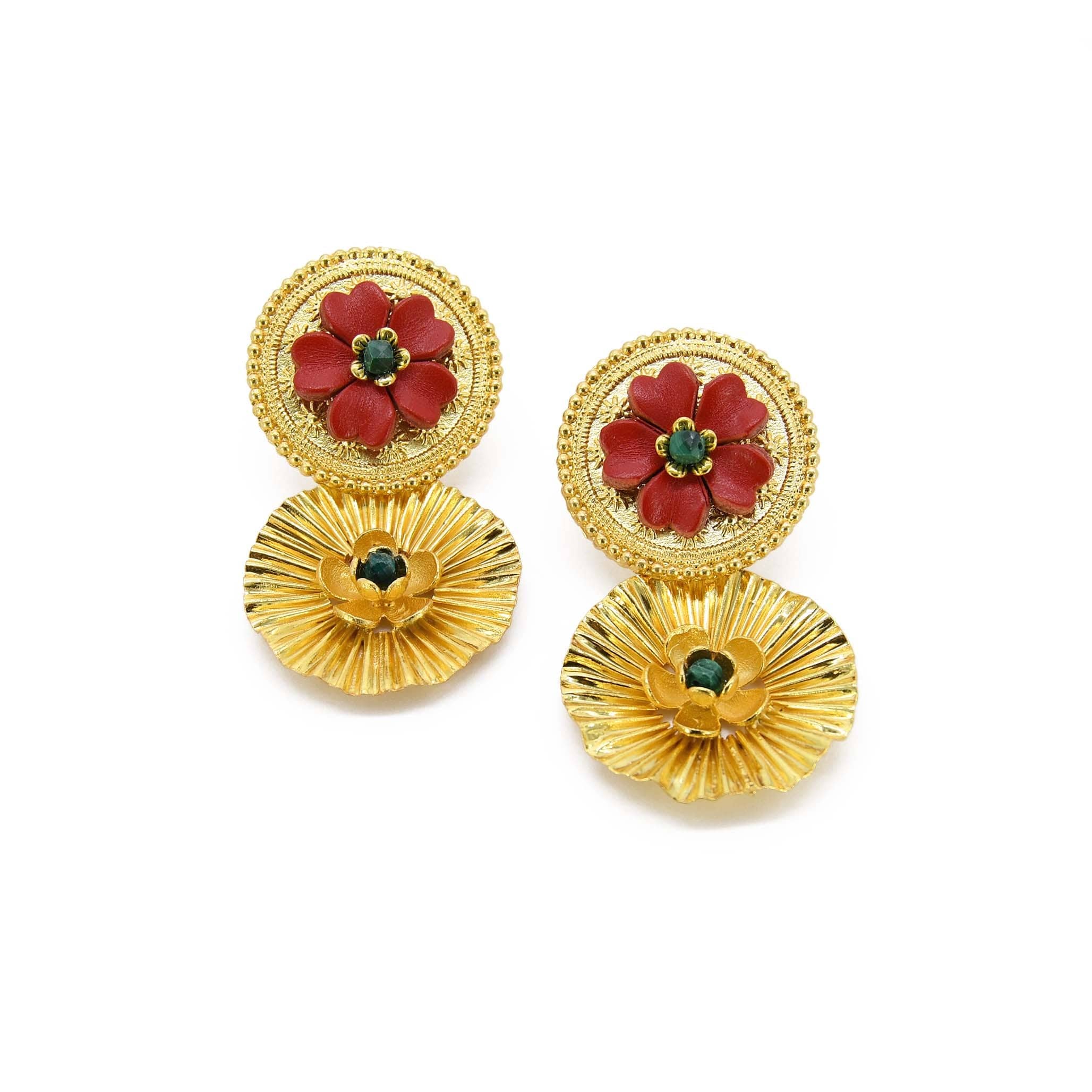 Women’s Gold Amaryllis Handmade Drop Earring Adiba