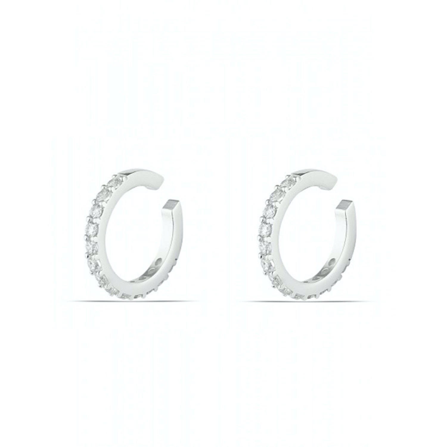 Spero London Women's Cubic Zirconia Sterling Silver Ear Cuff No Piercing - Silver - Pair In White